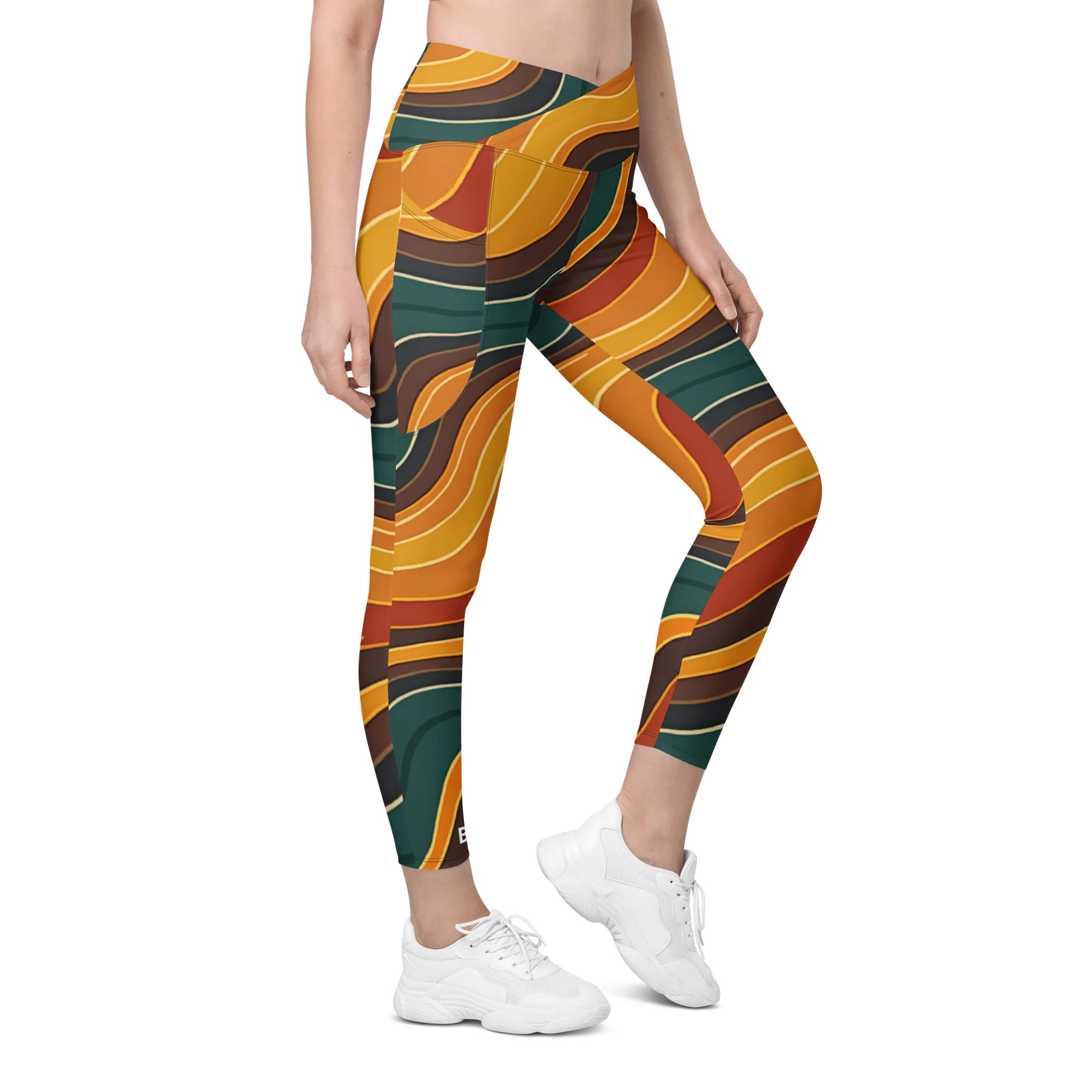 Barry Grady 'Flowing Waves' Crossover Leggings with Pockets product image (5)