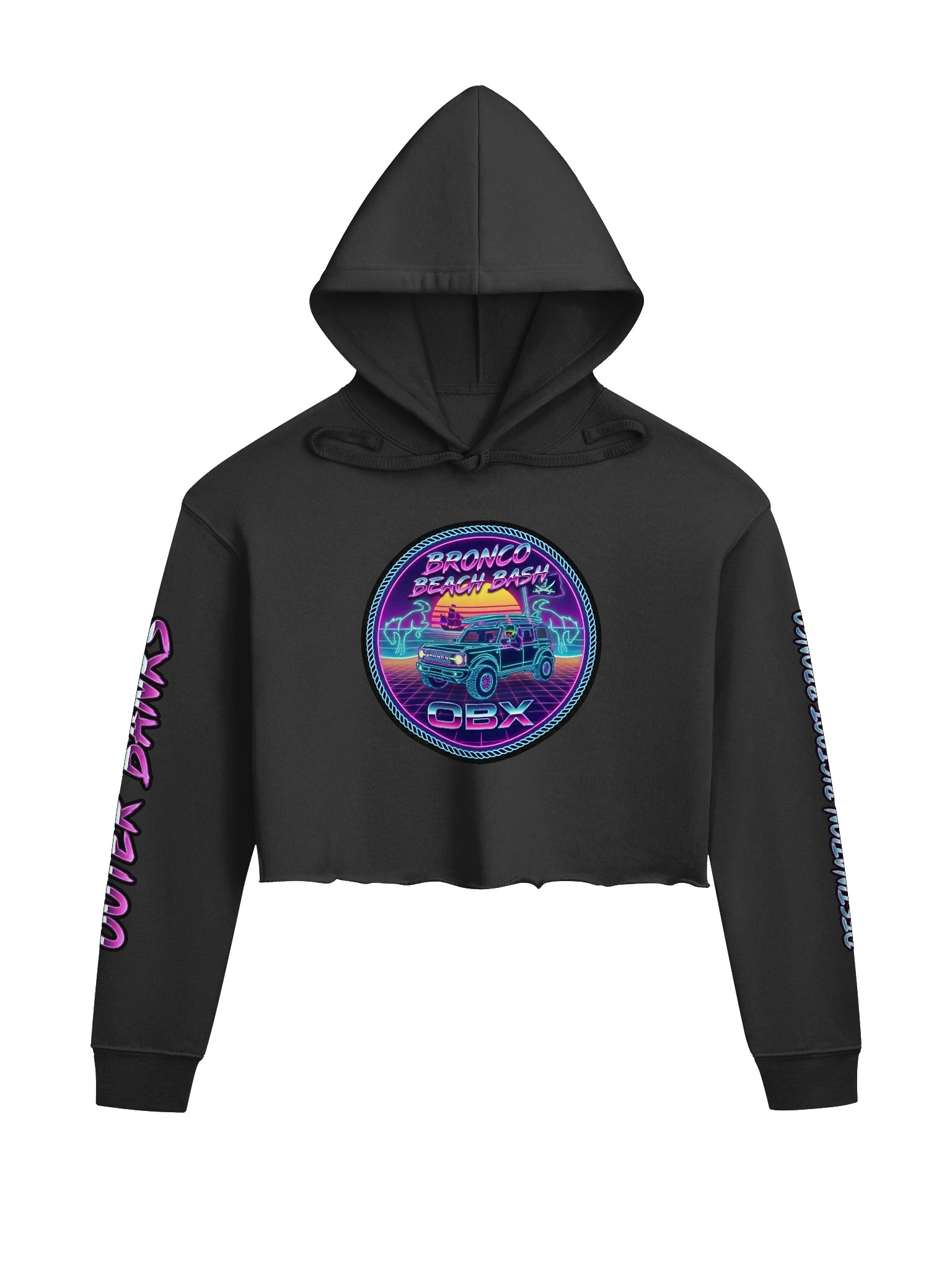 2026 Bronco Beach Bash OBX / Destination Bigfoot Bronco Collab | Bella+Canvas Fleece Women's Crop Hoodie (Multiple Colors Available) product image (2)
