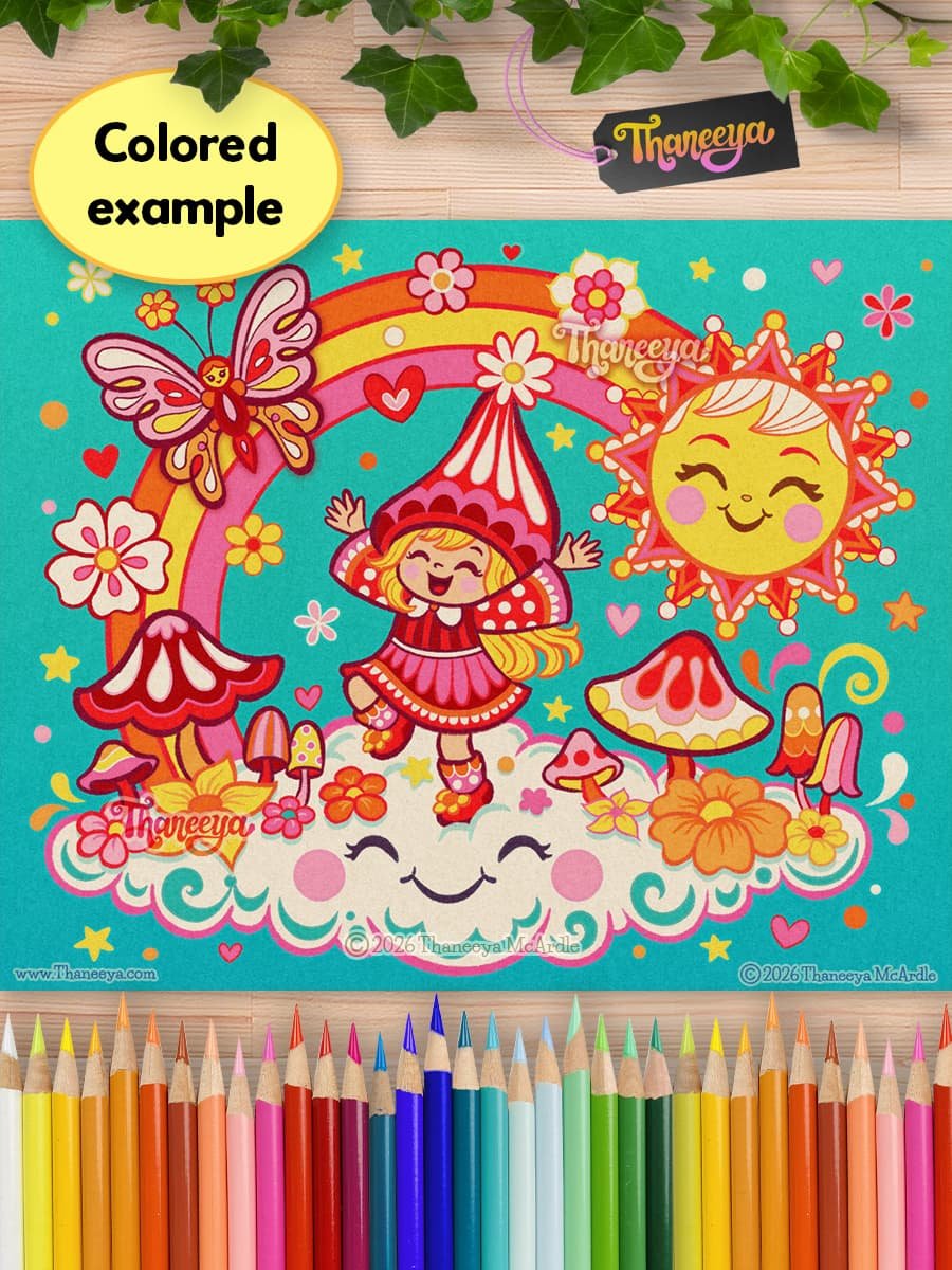 Cute Girl Gnome - Single Coloring Page product image (3)