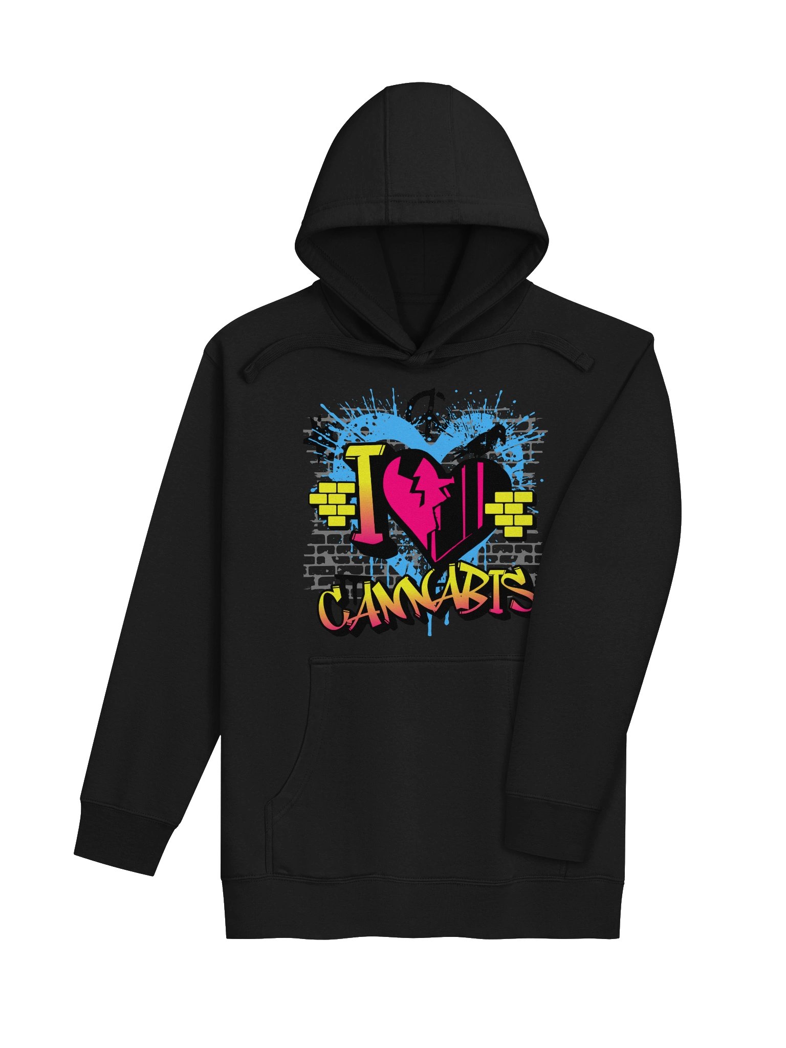 Graffiti "I ♥ Cannabis” Hoodie – Urban Street Weed Art Pullover | Premium Unisex Fit product image (5)