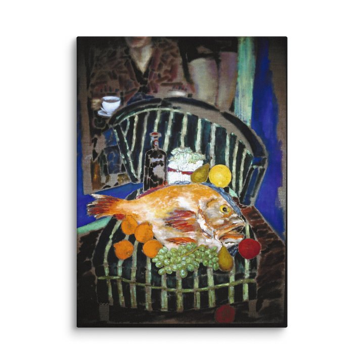 Still Life on Striped Chair (1988) on canvas (40" x 55") product image (2)