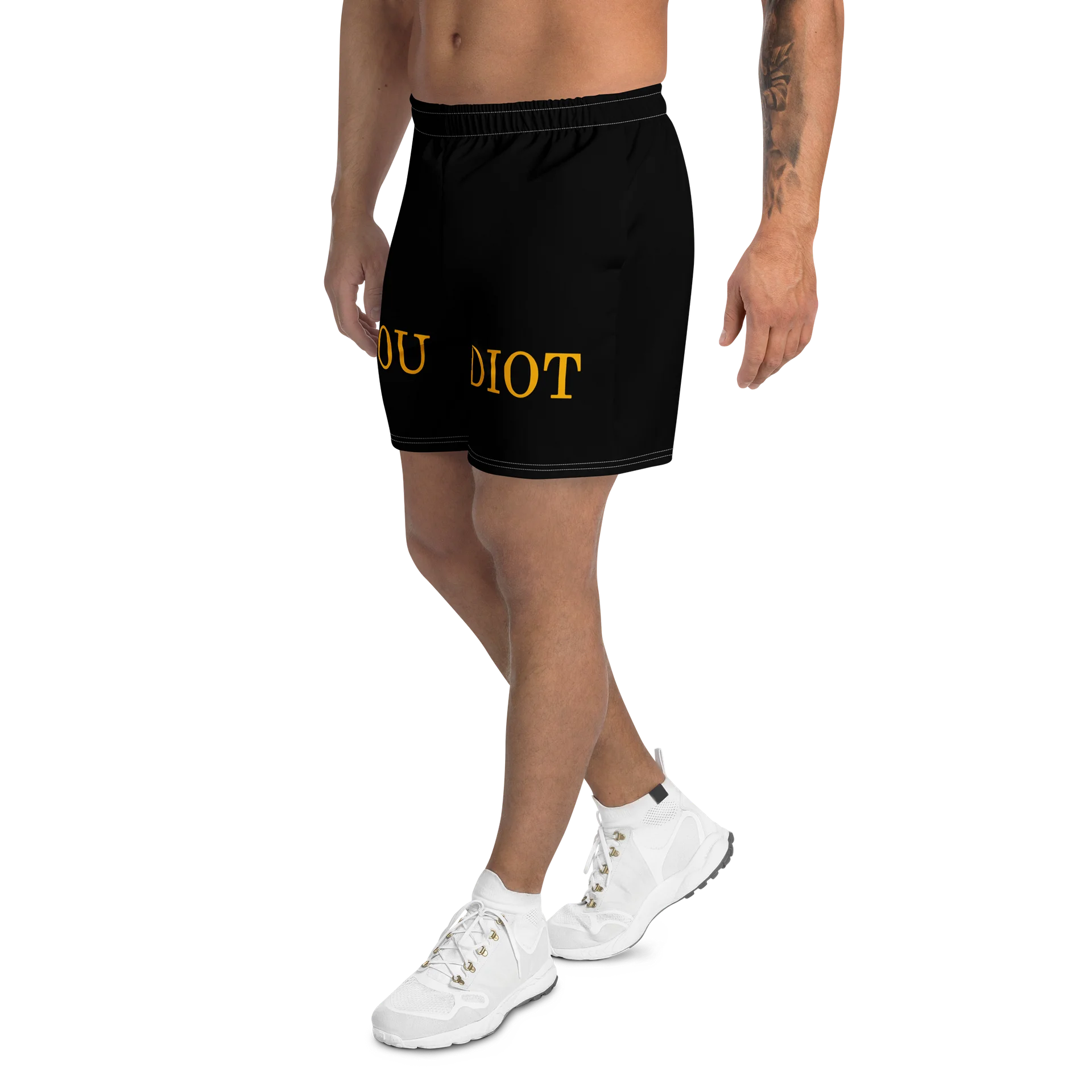 YOU IDIOT Gold Text Athletic Shorts product image (3)