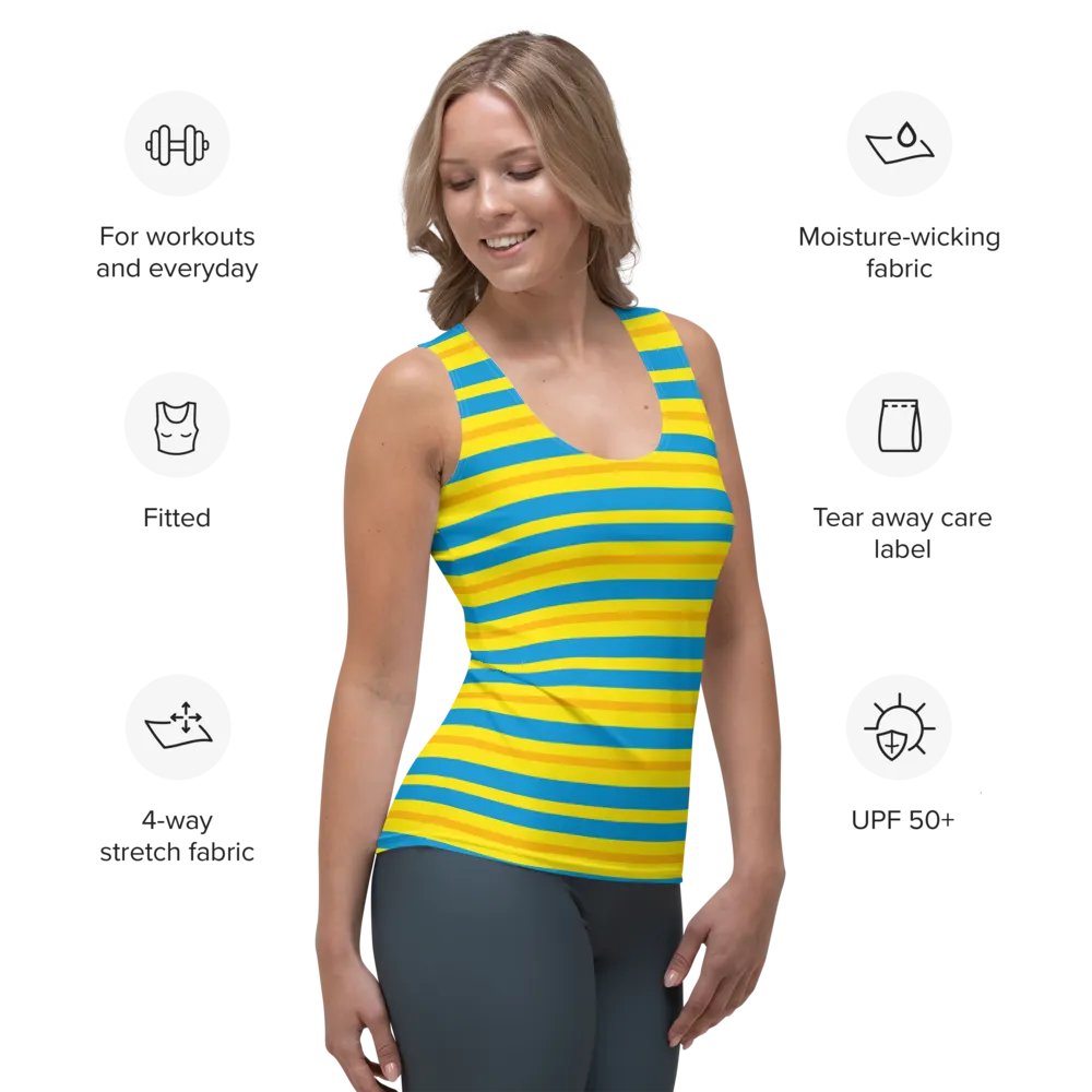 Cobalt Topaz Gold Striped Women's Tank Top product image (7)