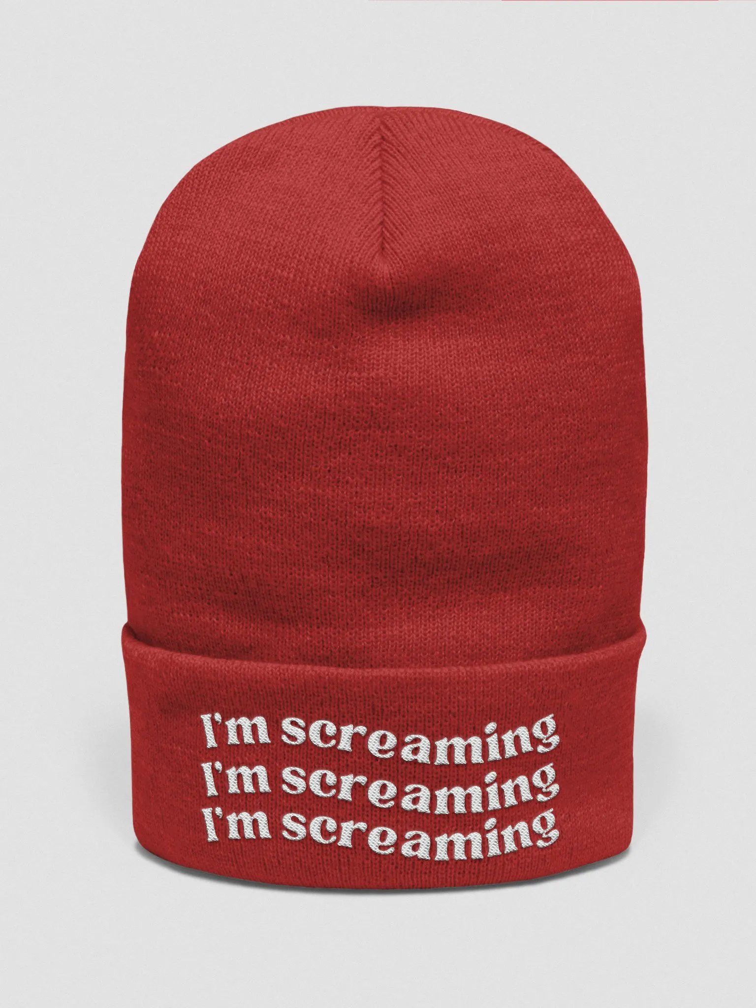 I'm Screaming (White Text) Beanie product image (2)