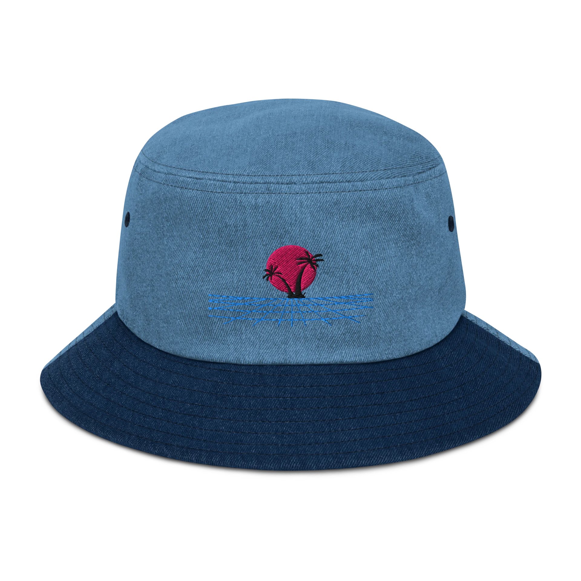 Synthwave Sunset Denim Bucket Hat product image (1)