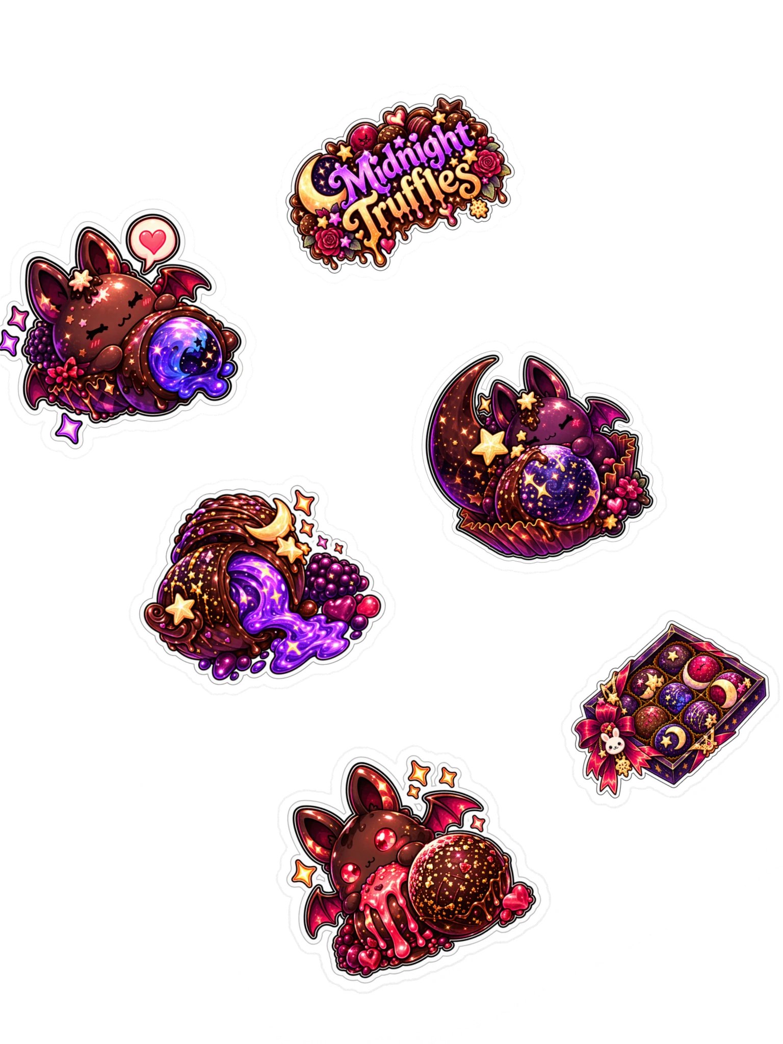 The AFK Cafe™ Midnight Truffles | 6-Piece Sticker Pack Vol. 1 product image (1)