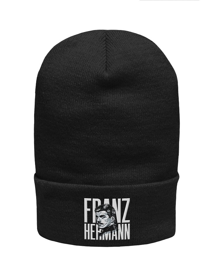 Franz Hermann Max Verstappen Meme Cuffed Beanie - F1 Nürburgring Legend Black & White Art product image (1)