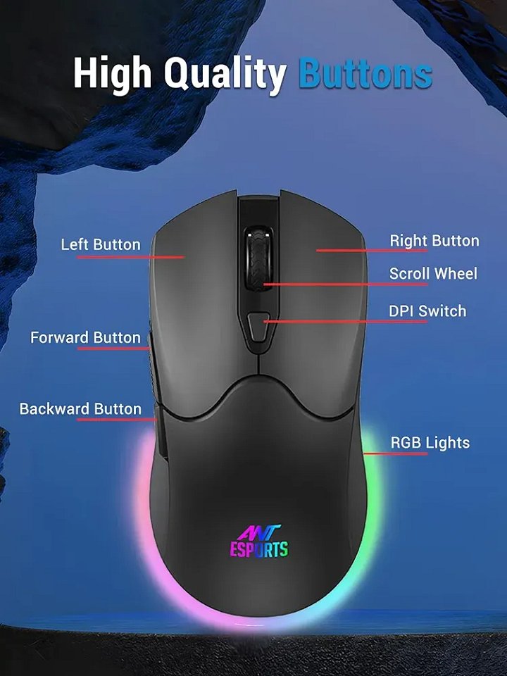 Ant Esports KM500W Pro Wireless Gaming Keyboard Mouse Combo, Rechargeable 104 Key LED Light Up Keyboard product image (2)
