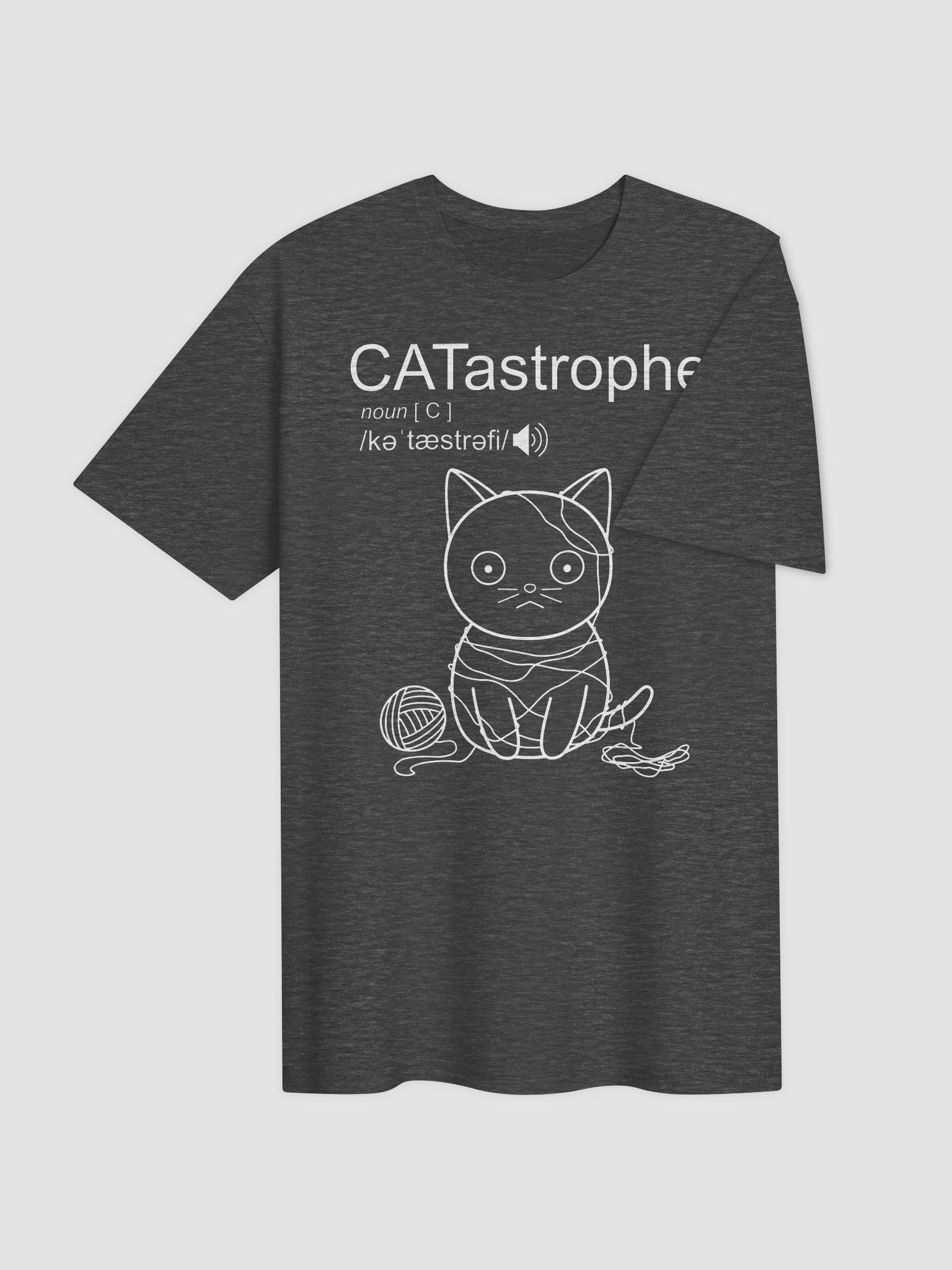 CATastrophe (Cat with Yarn - White Print) - Unisex Adult Super Soft Lightweight T-shirt product image (3)