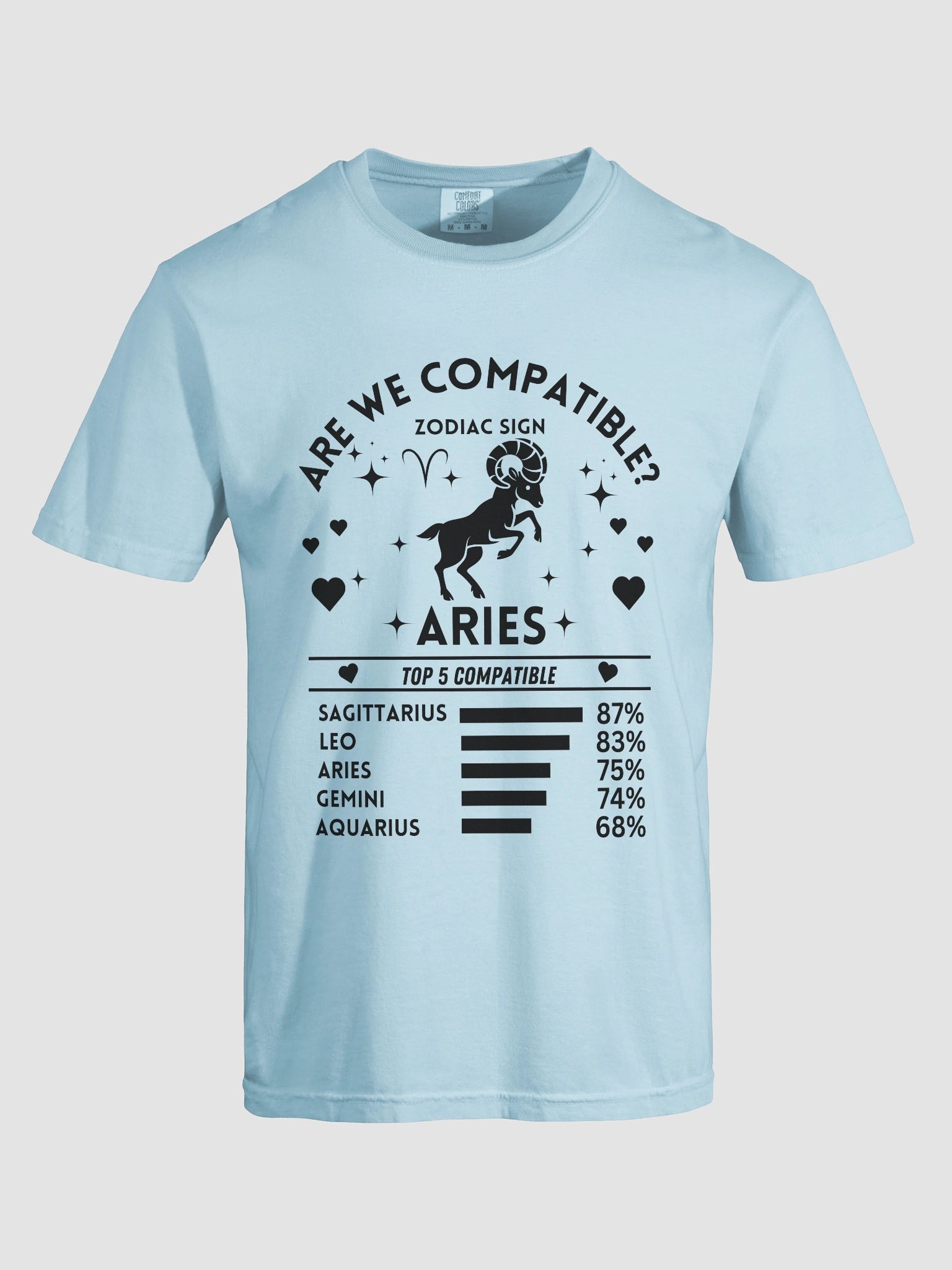 Aries Zodiac Sign Romantic Compatibility T-Shirt - Light Comfort Colors 1717 product image (8)