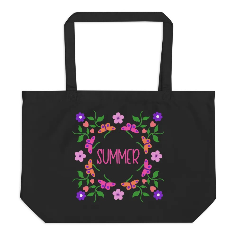 Flowers and Butterflies Summer Eco-Friendly Large Tote Bag product image (2)
