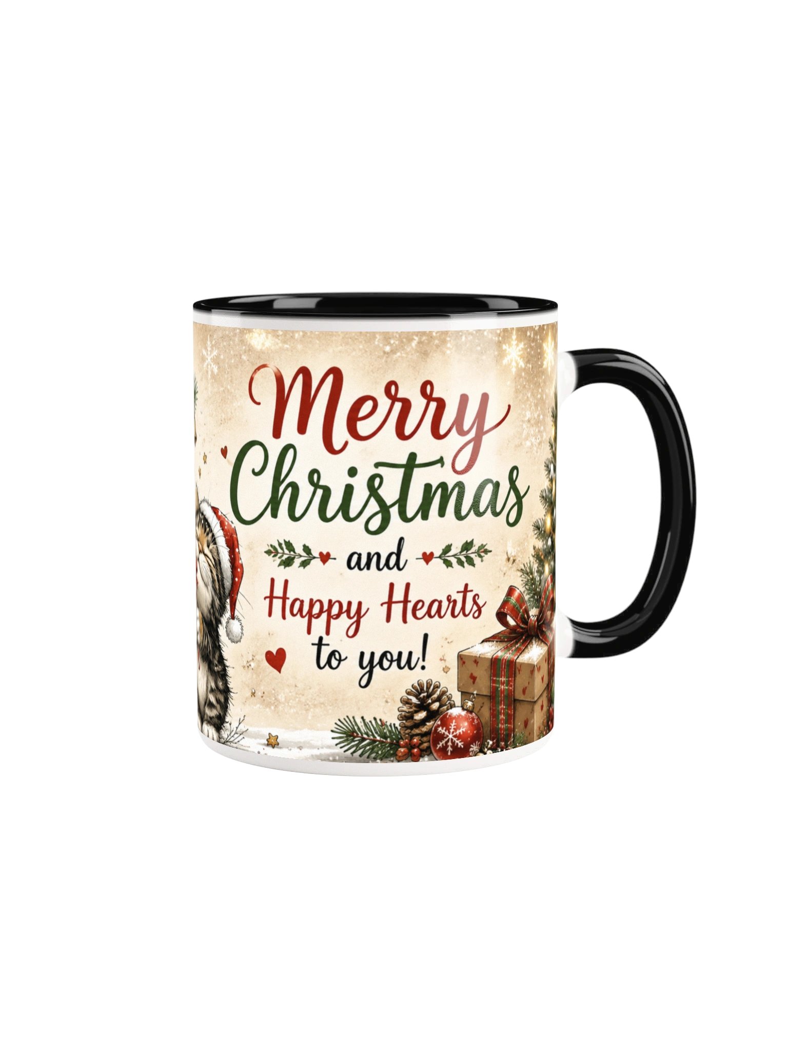 Merry Christmas Happy Hearts Cat Mug product image (6)