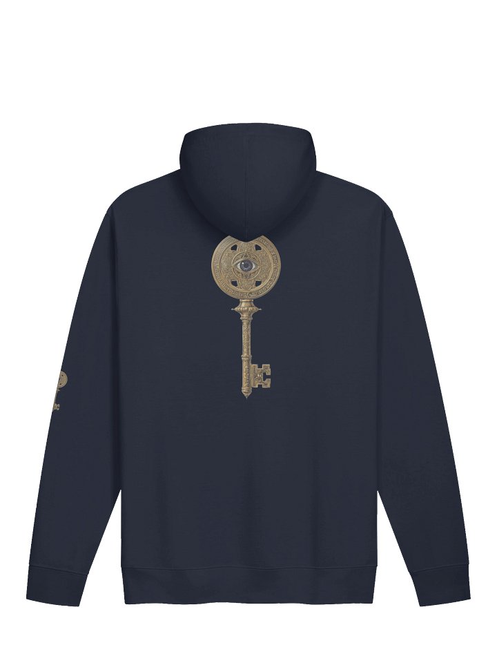 The Gatekeeper’s Key – Classic Navy Reverse Edition (Back + Left Sleeve Print) | Unisex Midweight Hoodie product image (2)