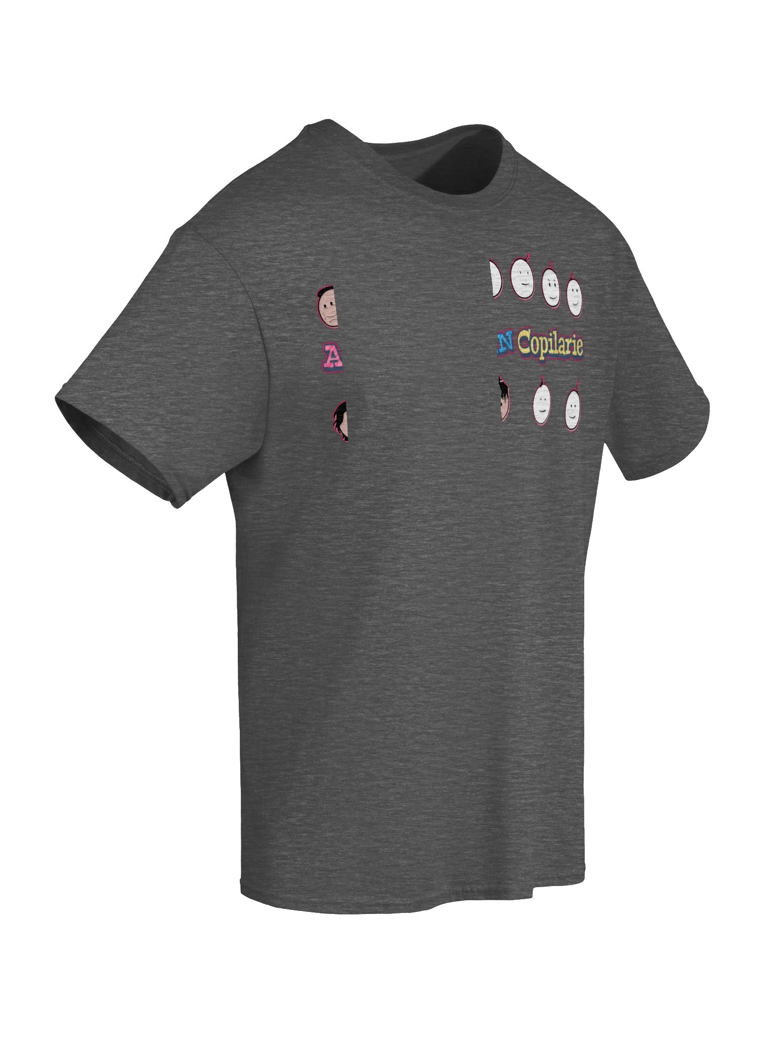 👕 Tricou Gri Grafit Melanj Damă „Amintiri Din Copilărie” – Personajele product image (6)