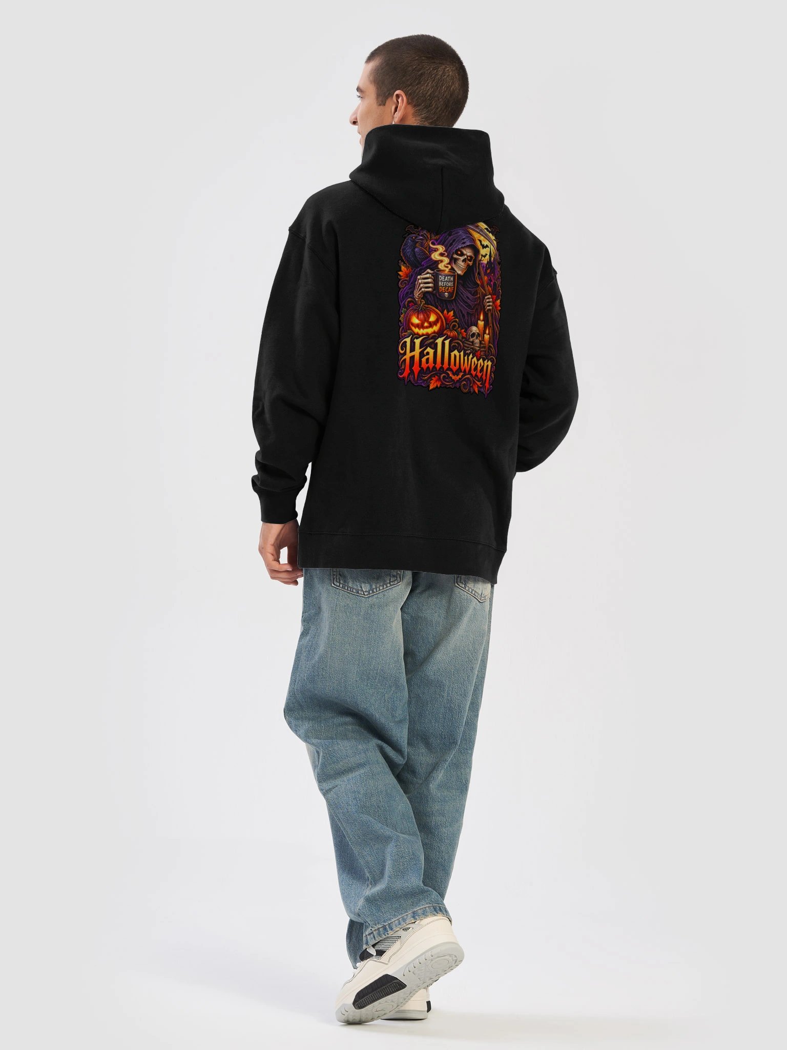 Death Before Decaf – Reaper Coffee Halloween Hoodie product image (26)
