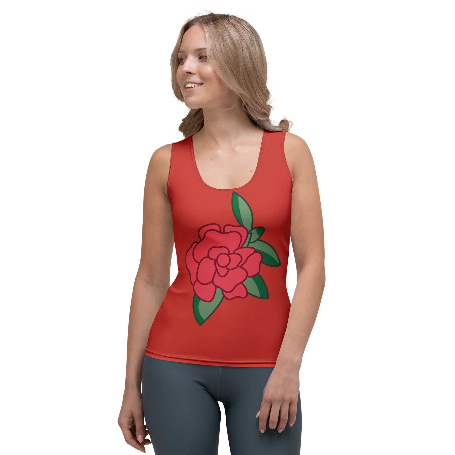Red Floral All-Over Print Women's Tank Top product image (2)