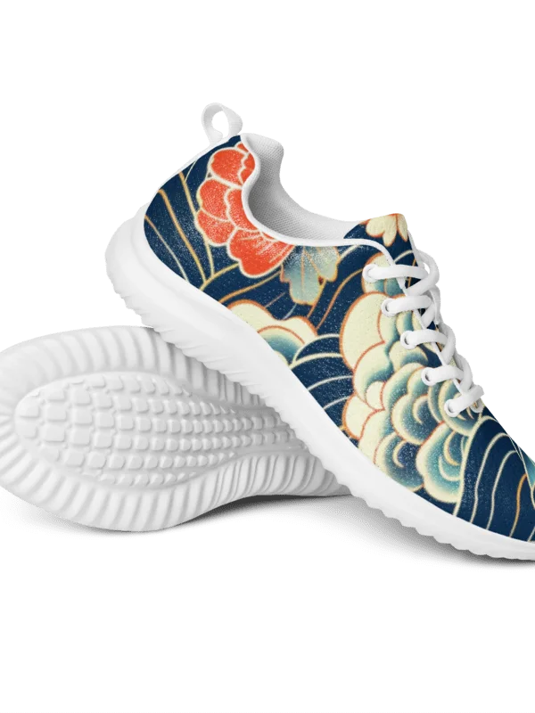 Traditional Japanese Floral Athletic Shoes - Peony Wave Aesthetic Sneakers product image (3)