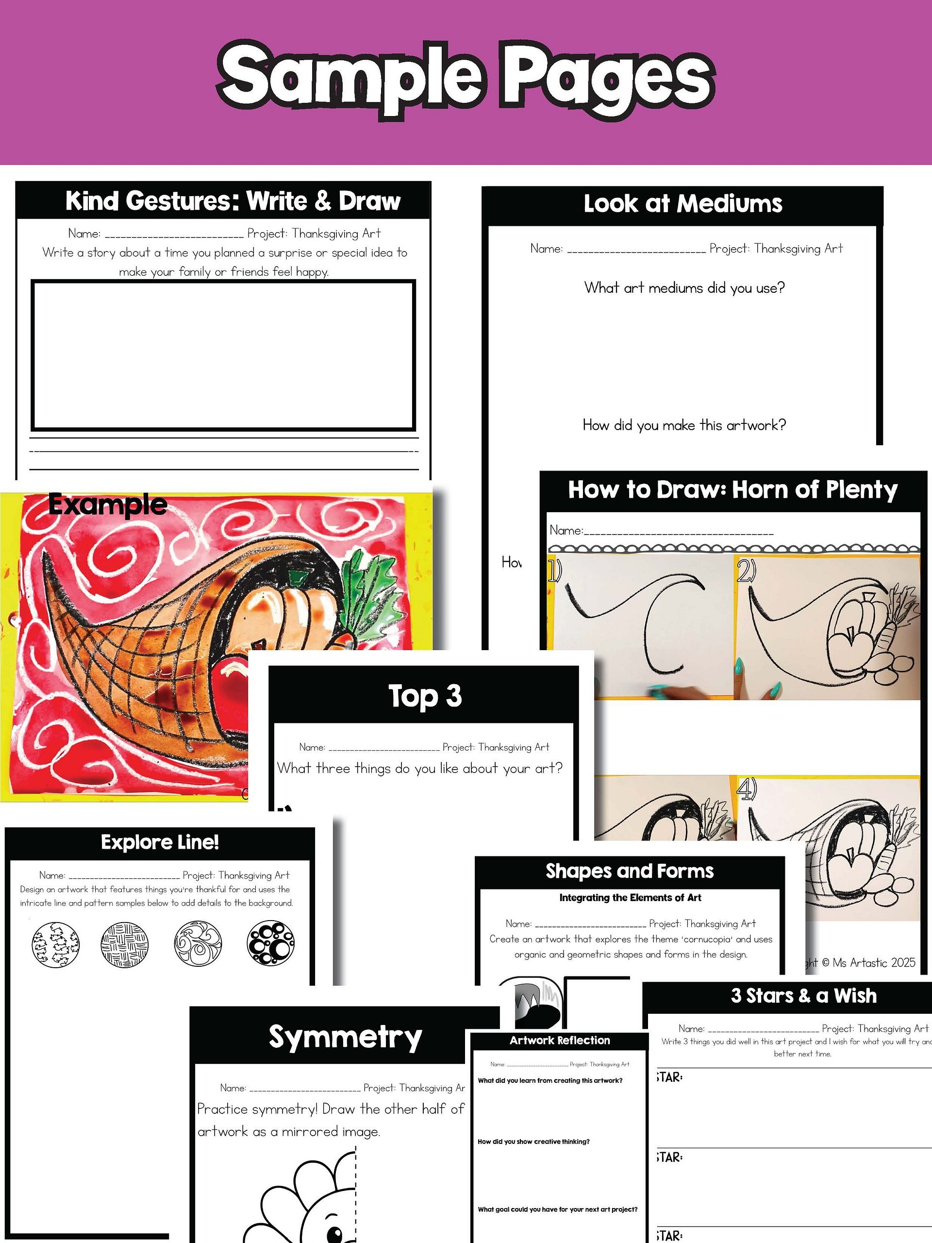 Thanksgiving Art Project Horn of Plenty Art Lesson Thanksgiving Art Activity product image (9)
