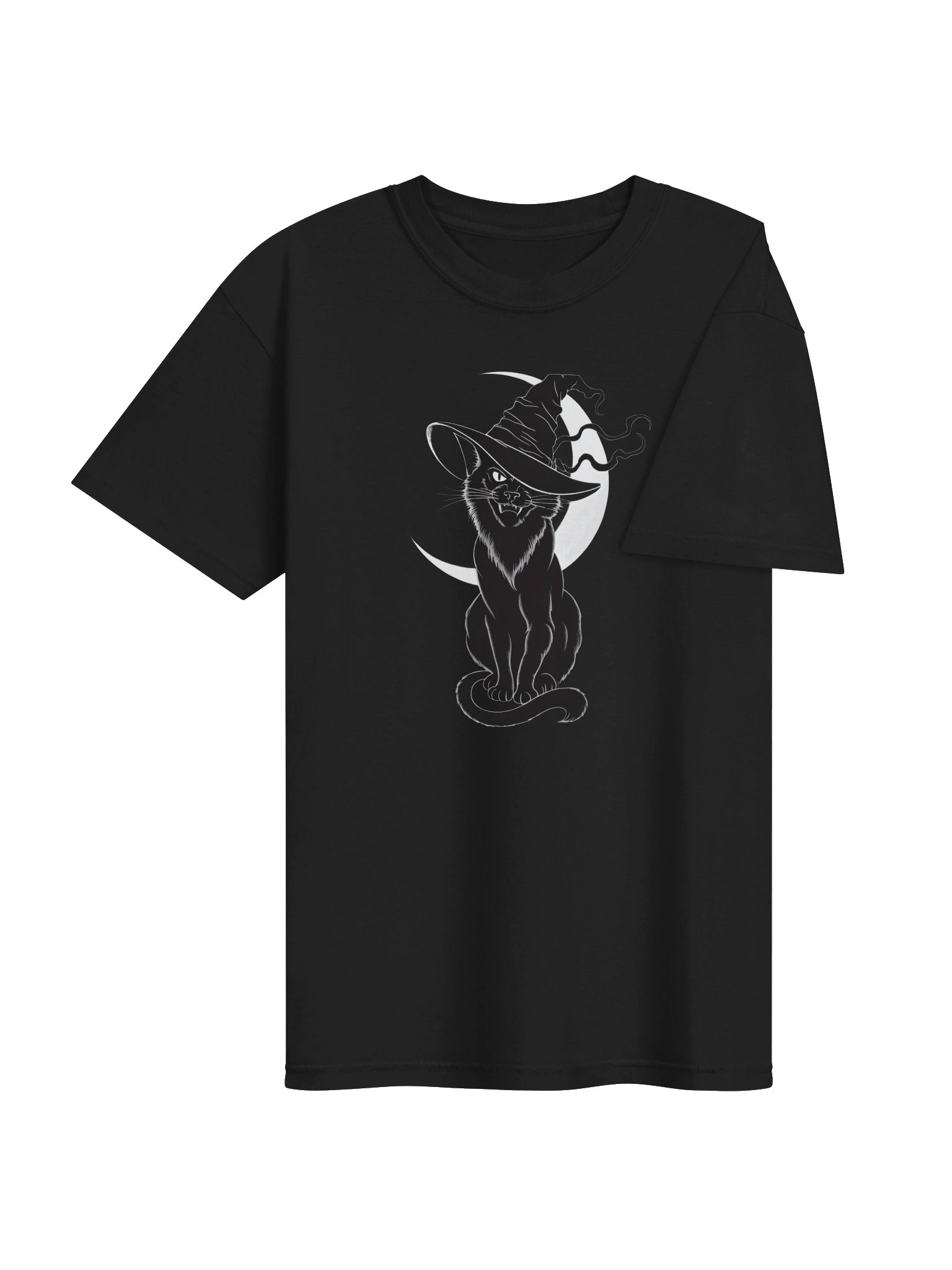 Spooky Witch Cat Crescent Moon Tee product image (24)