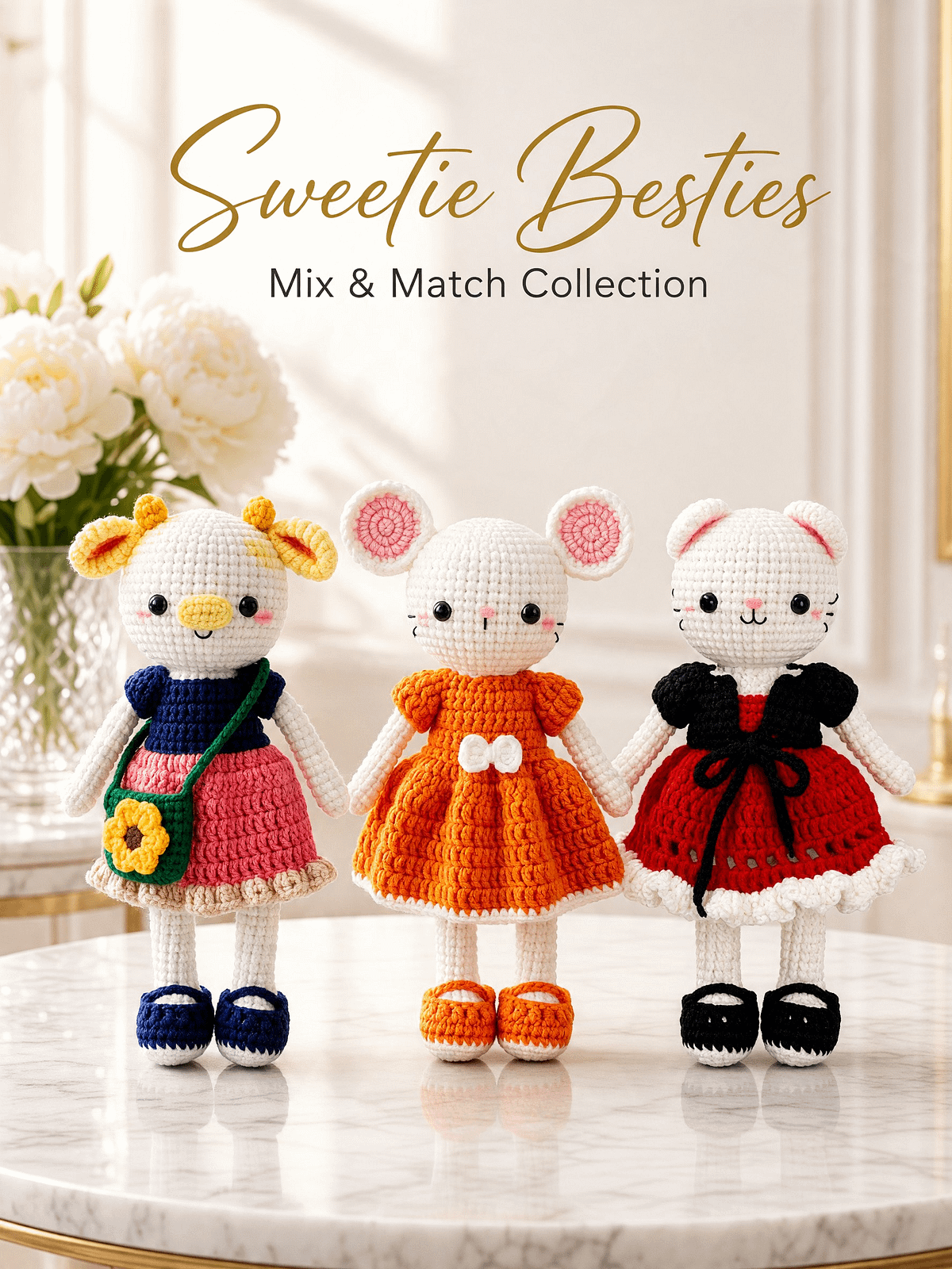 PDF | 3-in-1 Amigurumi Animal Dolls with Removable Outfits (Cat, Mouse ...