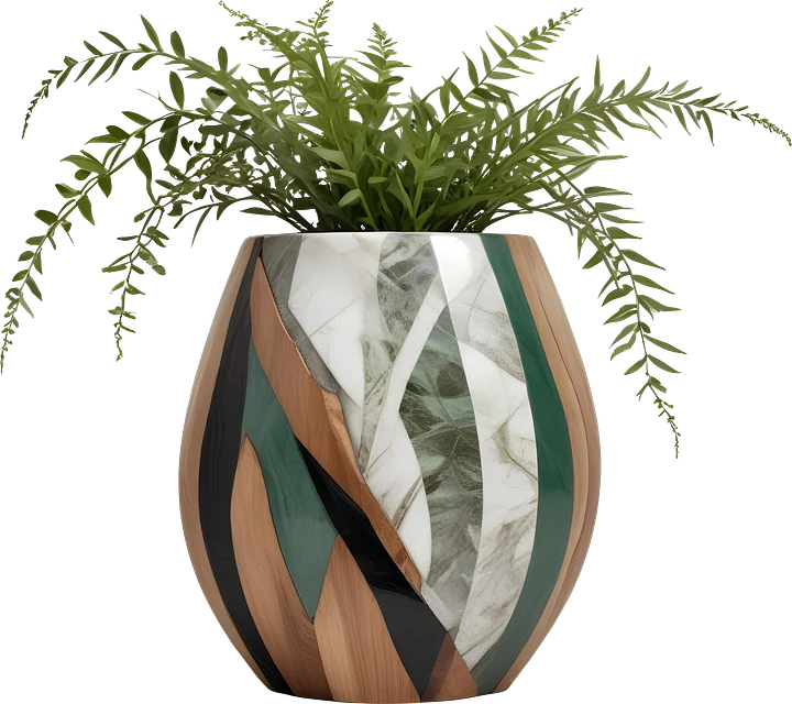 Organic Luxe – Art Deco Fern Vase PNG product image (1)