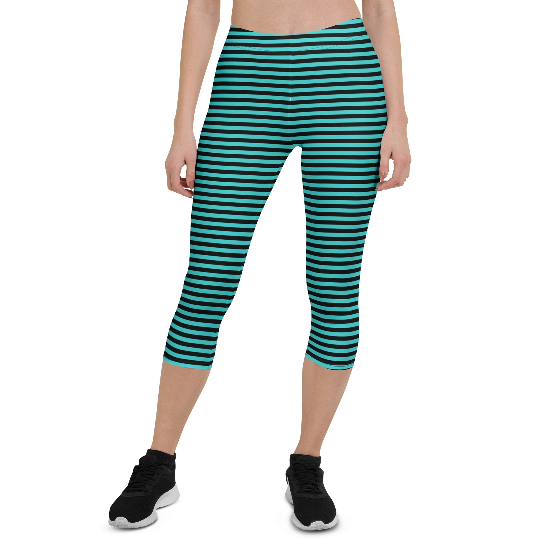 Blaque and Turquoise Stripped Capri product image (1)