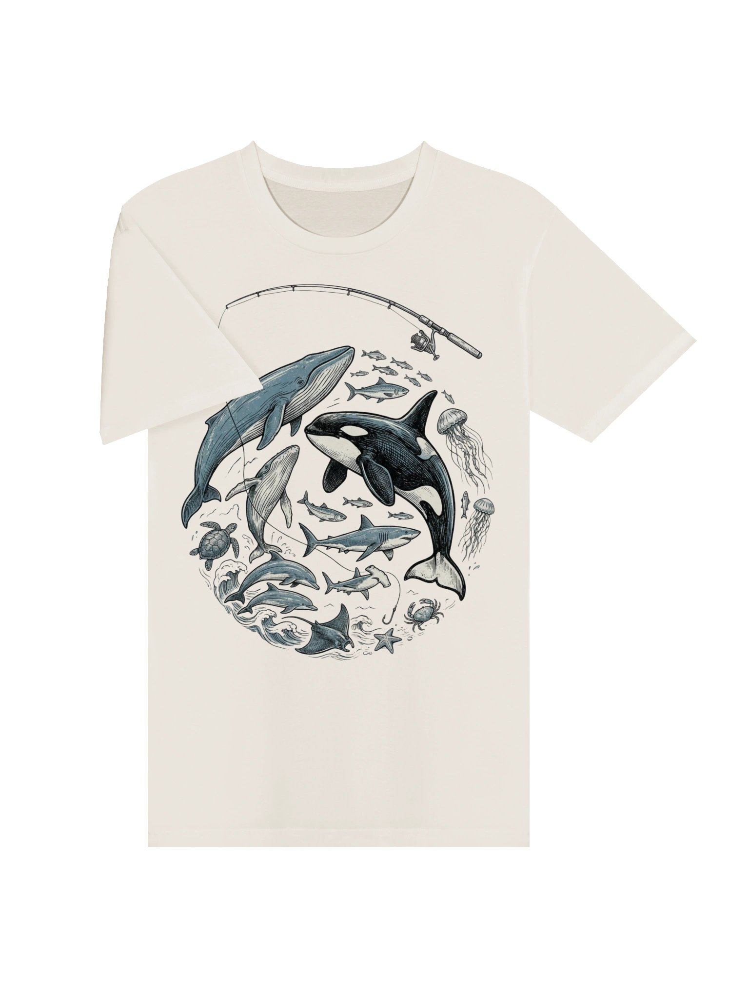 Vintage Sea Animals T-Shirt Design – Retro 90s Ocean Wildlife Graphic, Orca Whale Turtle & Dolphin product image (15)