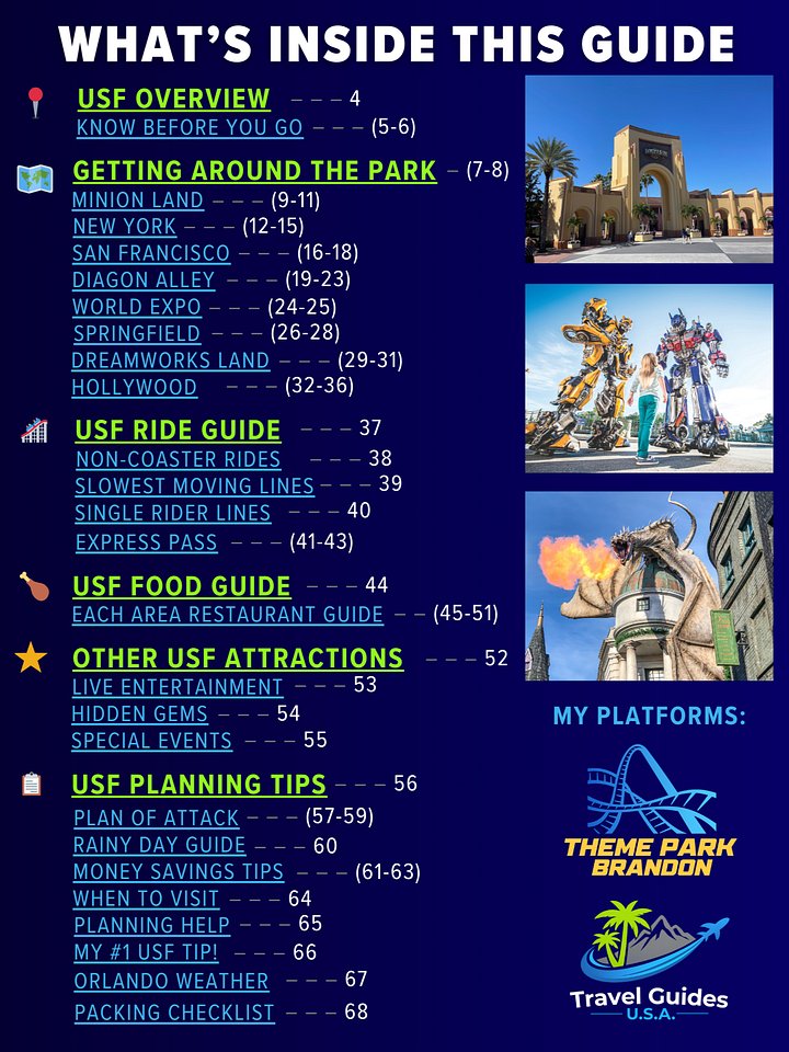 Universal Studios Florida Guide 2026 | 68-Page Printable Digital PDF, Instant Download product image (2)