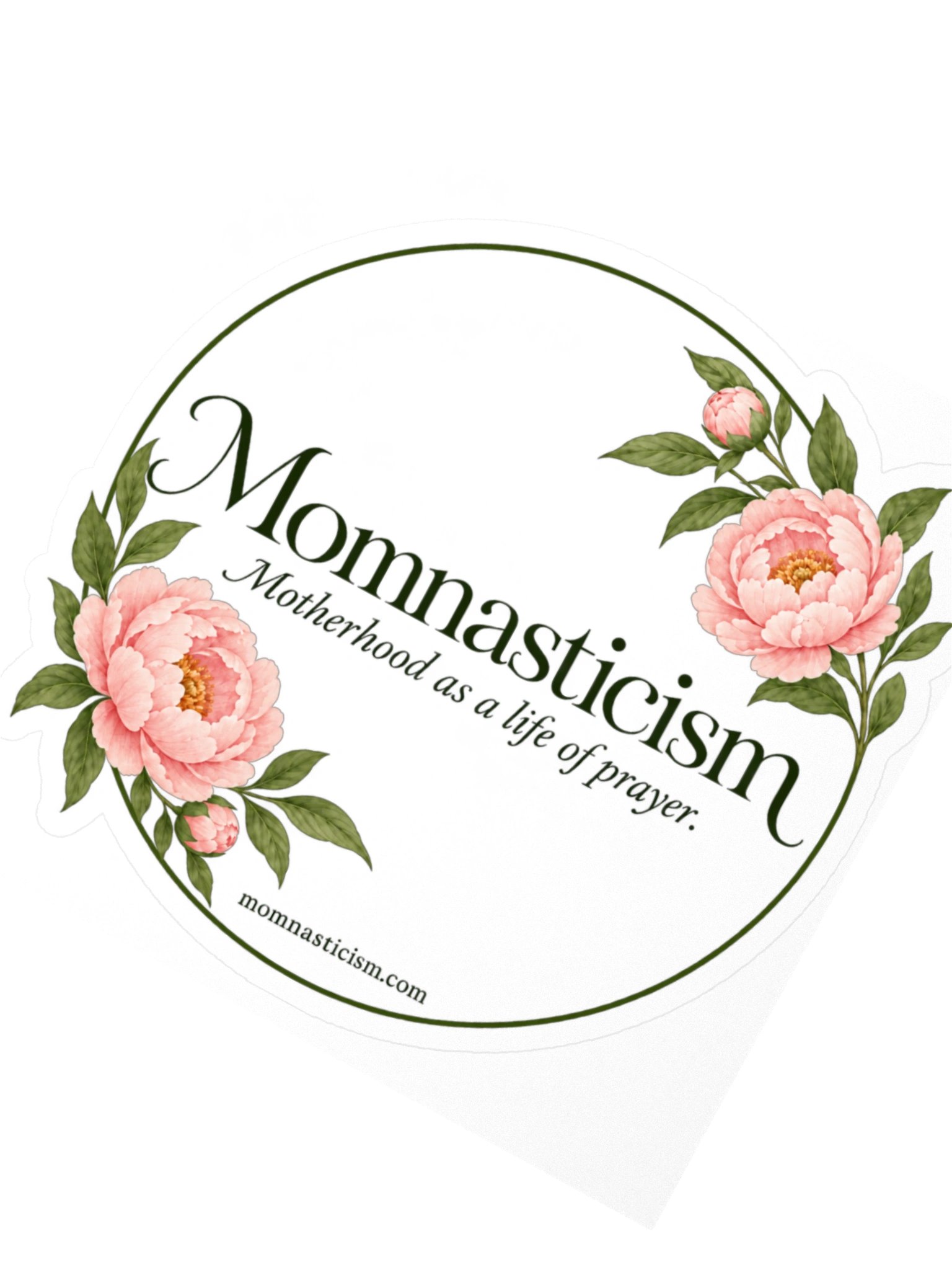 Momnasticism Seal with Peonies | Sticker – Orthodox Motherhood Inspirational Vinyl Sticker product image (2)