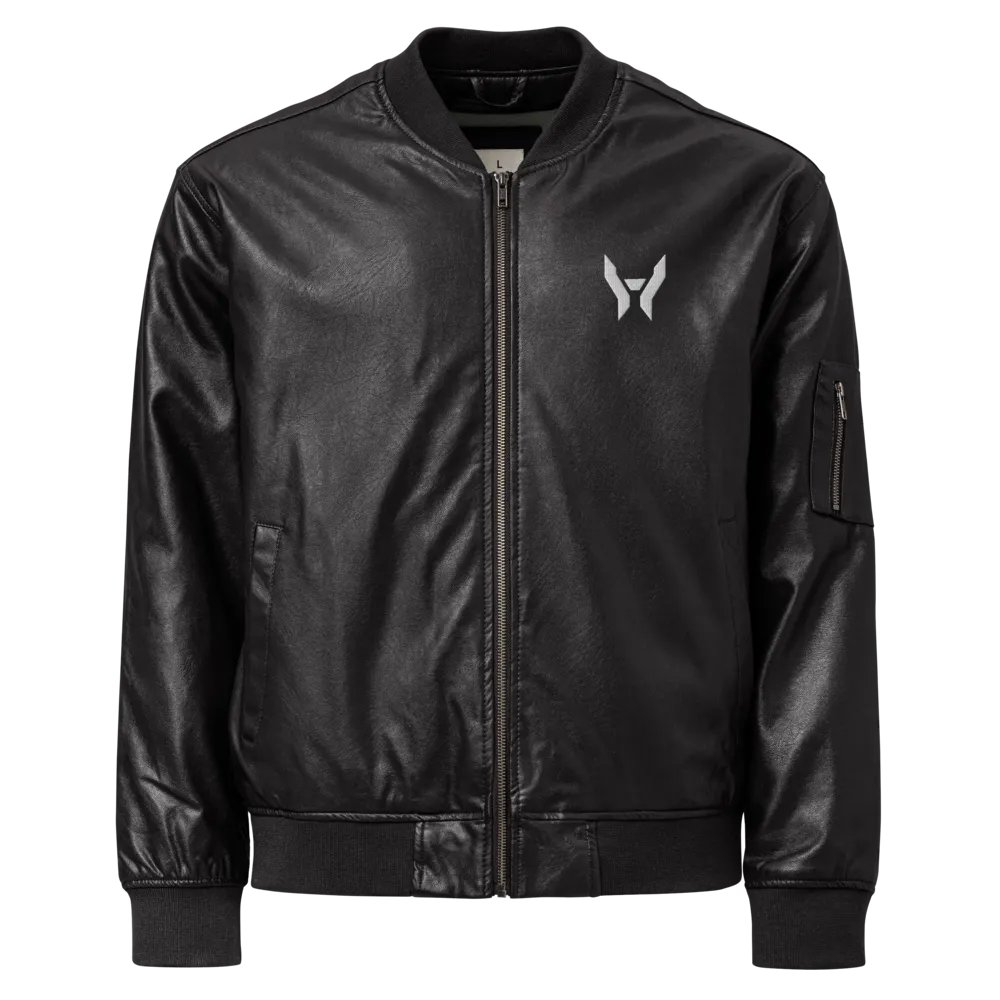 faux leather emblem bomber product image (1)