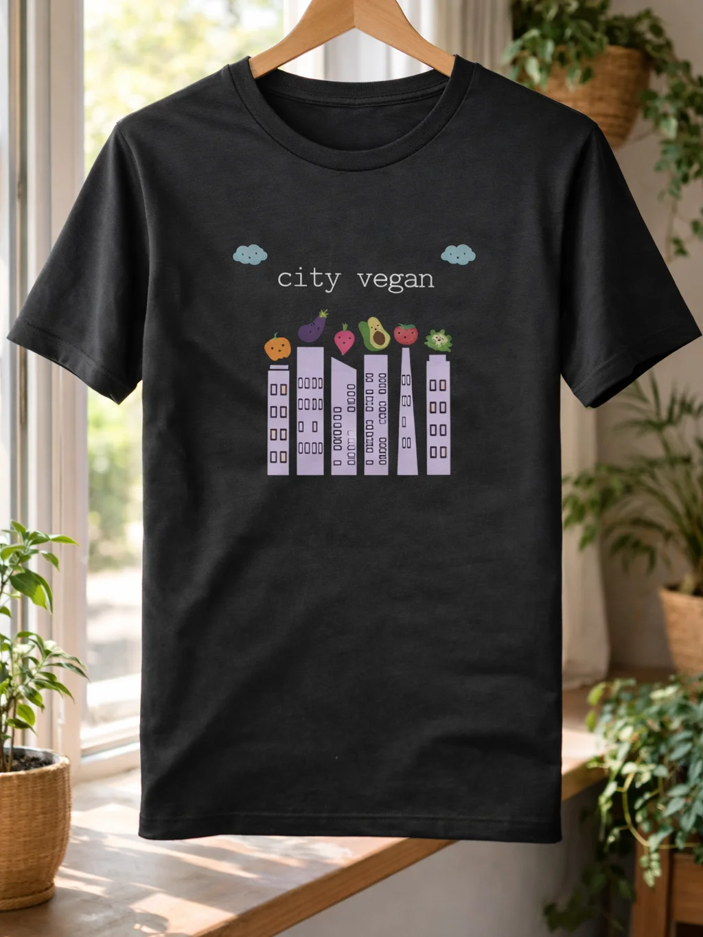 “City Vegan” Unisex Black T-Shirt product image (1)