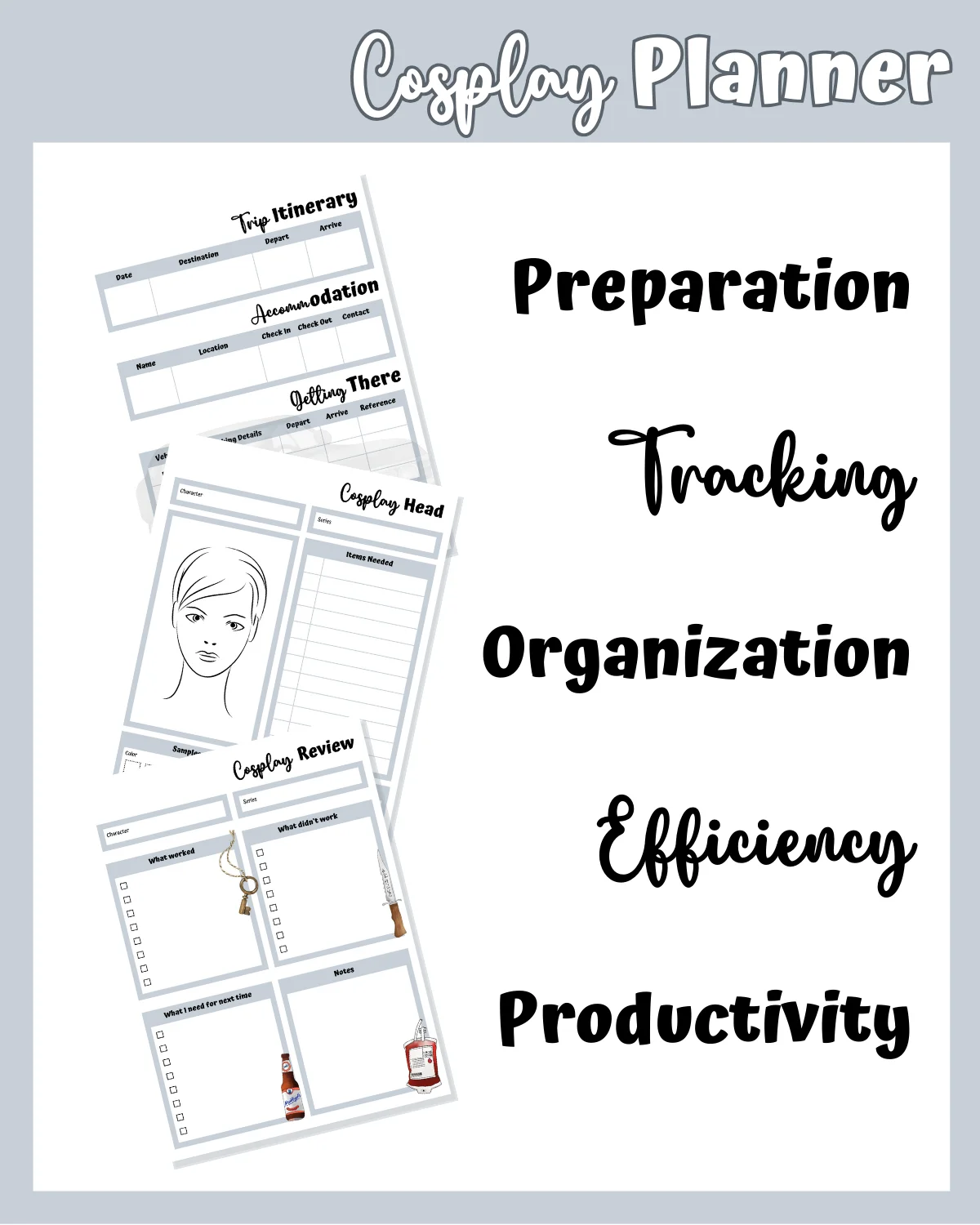 Monster Hunter Cosplay Planner – Grey Edition | 54-Page Printable PDF product image (4)