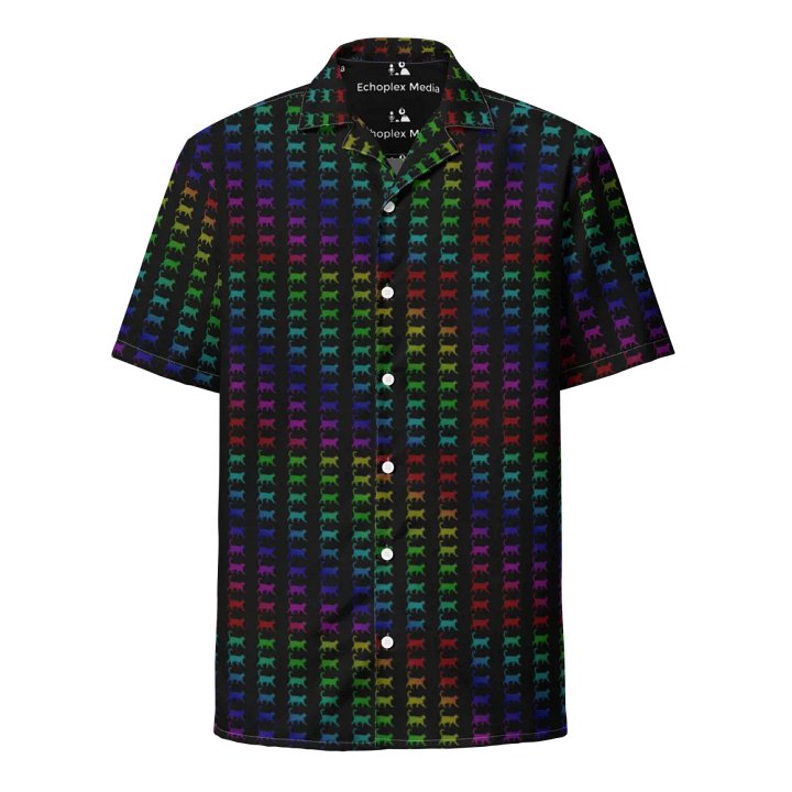 Caturday Stream Overlay Background Hawaiian Style Shirt - Black product image (1)