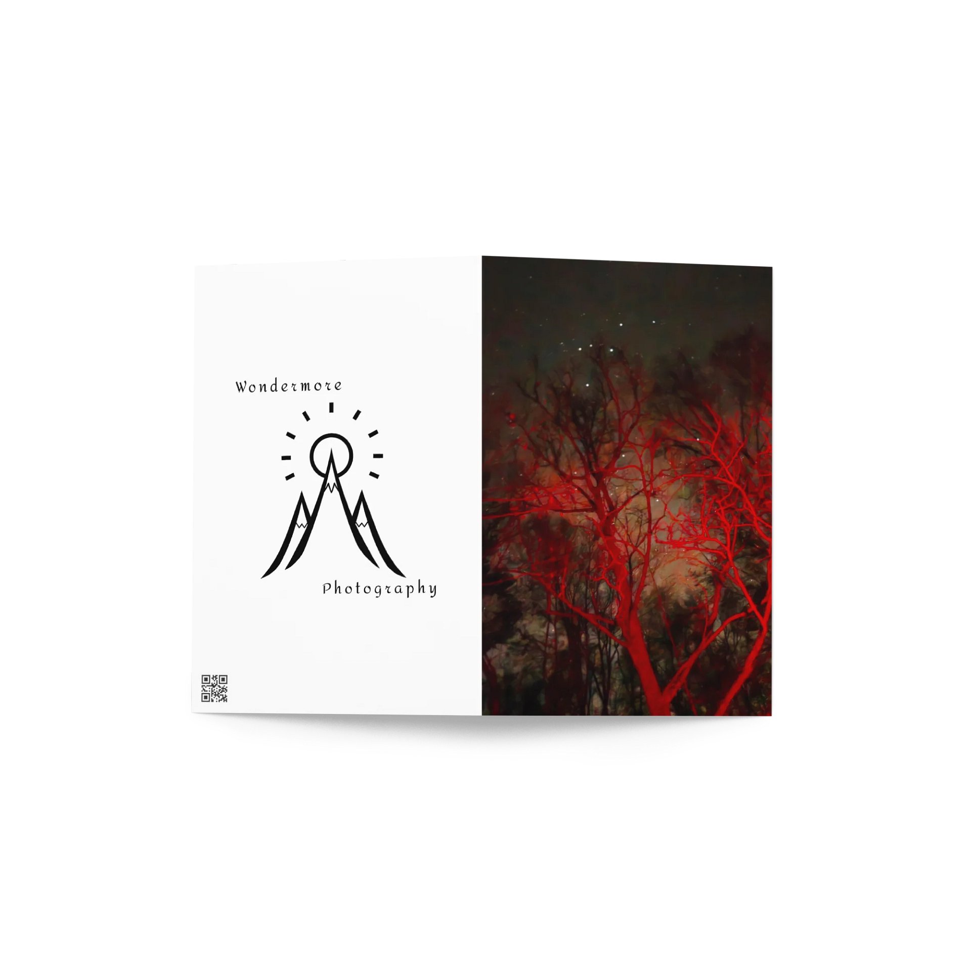 Night Sky Red Forest Greeting Card (blank) product image (2)