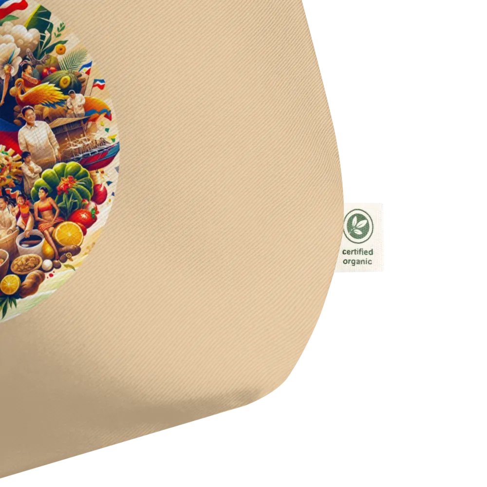 FILIPINO HERITAGE TOTE: VIBRANT PHILIPPINES CULTURE MOSAIC BAG VERSATILE USE (ONE-SIDED), ORGANIC CREAM WIDE TOTE BAG product image (4)