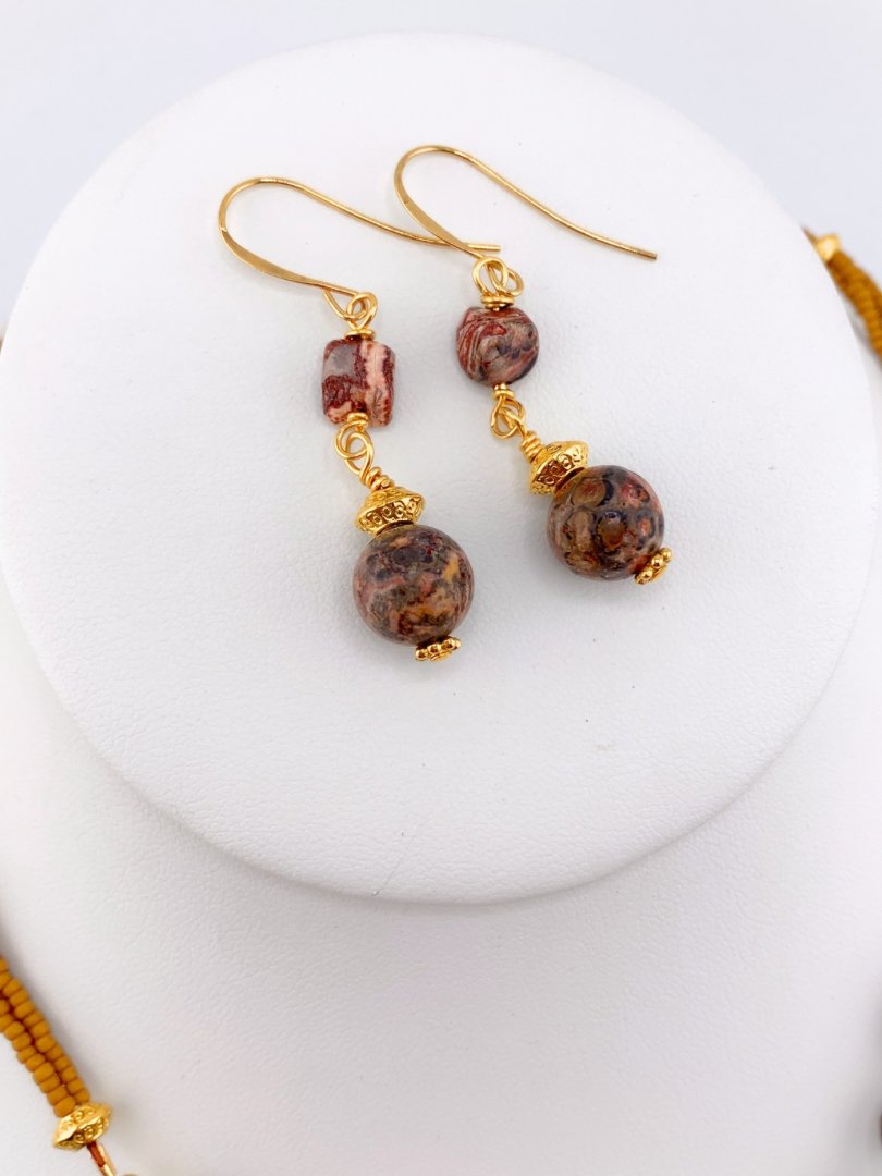 Leopard Jasper Beaded Pendant Necklace Set product image (3)