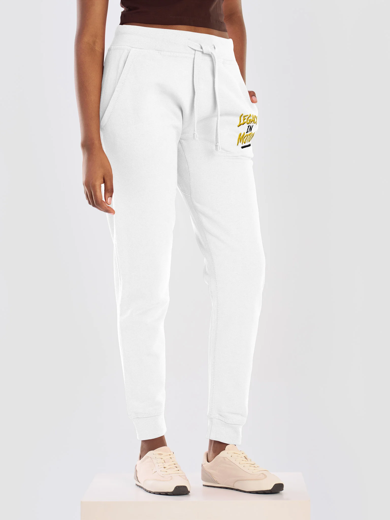 Stevie Stone Legacy In Motion White Embroidered Unisex Joggers product image (5)