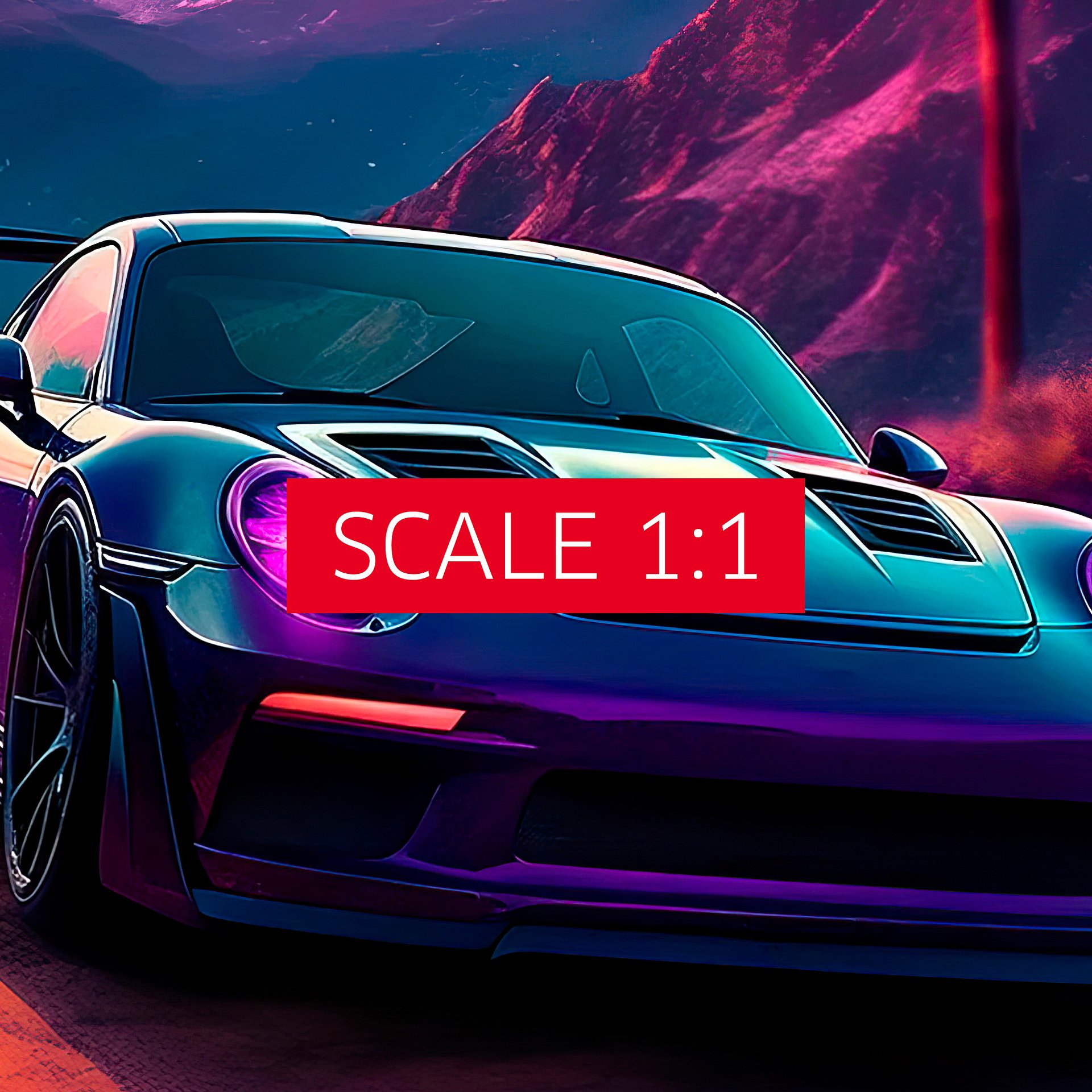 Synthwave aesthetic sport car Porsche with palms [synthwave/vaporwave/cyberpunk] — aesthetic art print product image (4)