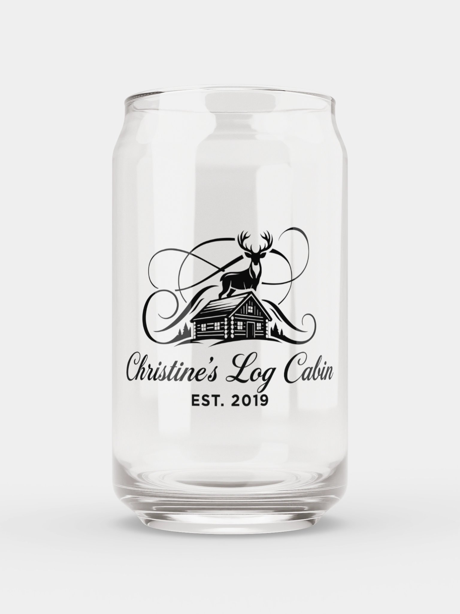 Christine's Log Cabin Custom Drinking Glass Rustic Log Cabin Logo Drinkware product image (1)
