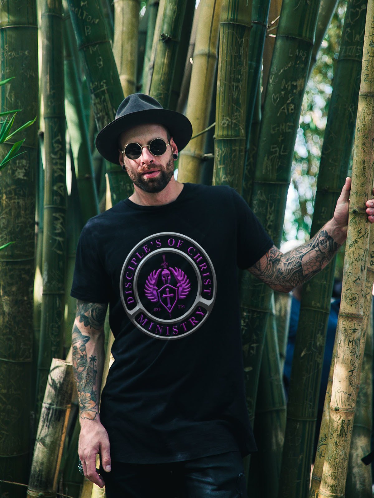 Disciples of Christ Ministry Shirt – Purple Christian Warrior Crest on Black Faith Streetwear Tee product image (2)