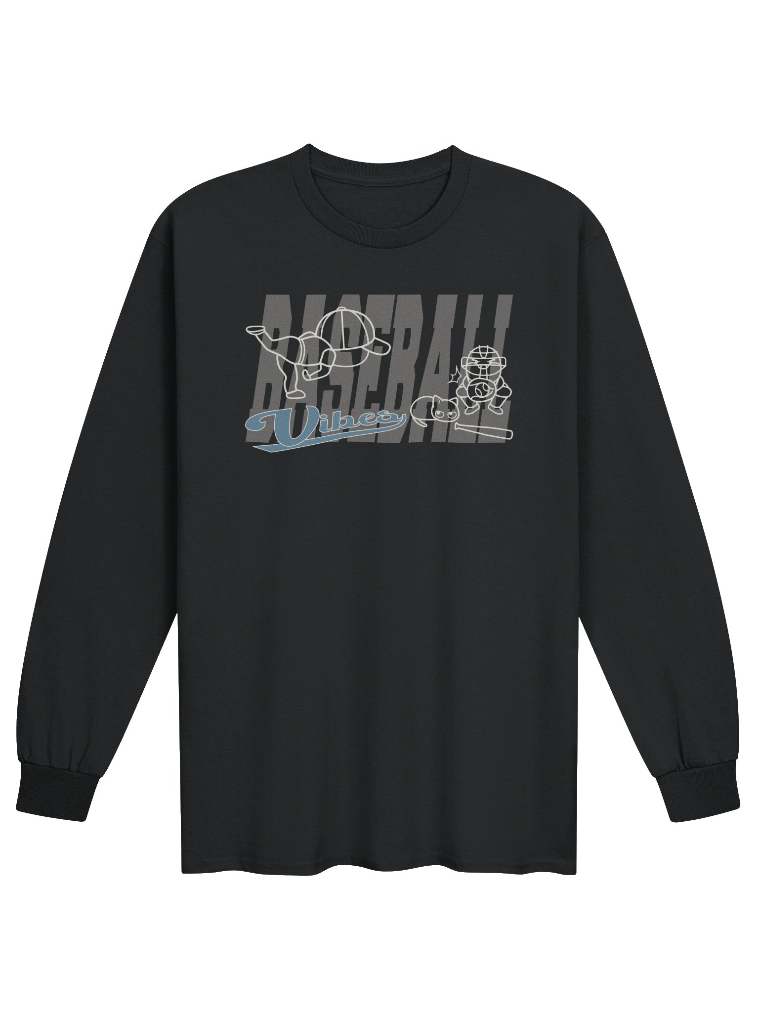 Baseball Cat (Baseball Vibes) - Unisex Adult Long Sleeve T-shirt product image (1)