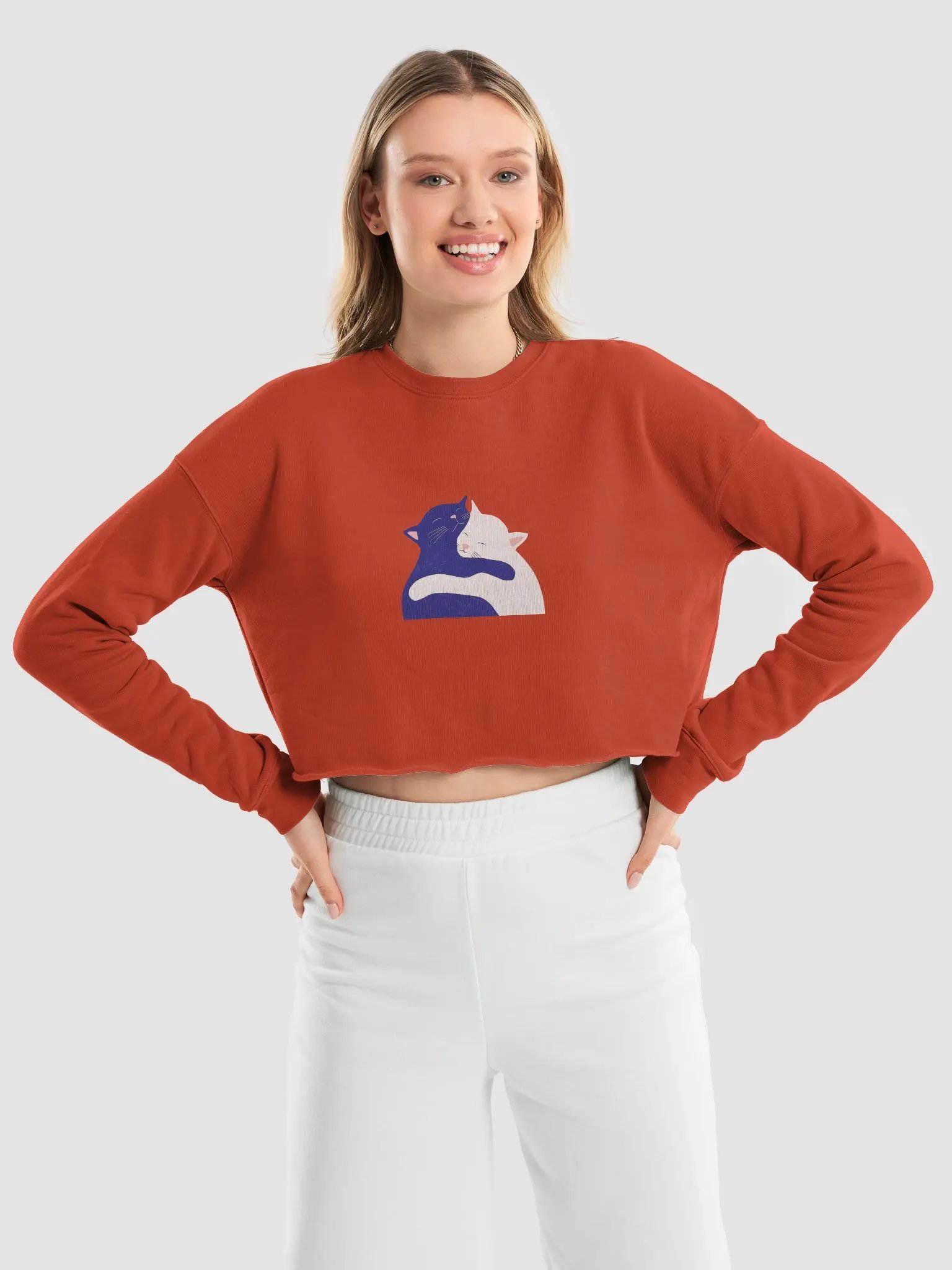 Kitties Hug Women's Crop Sweatshirt product image (25)