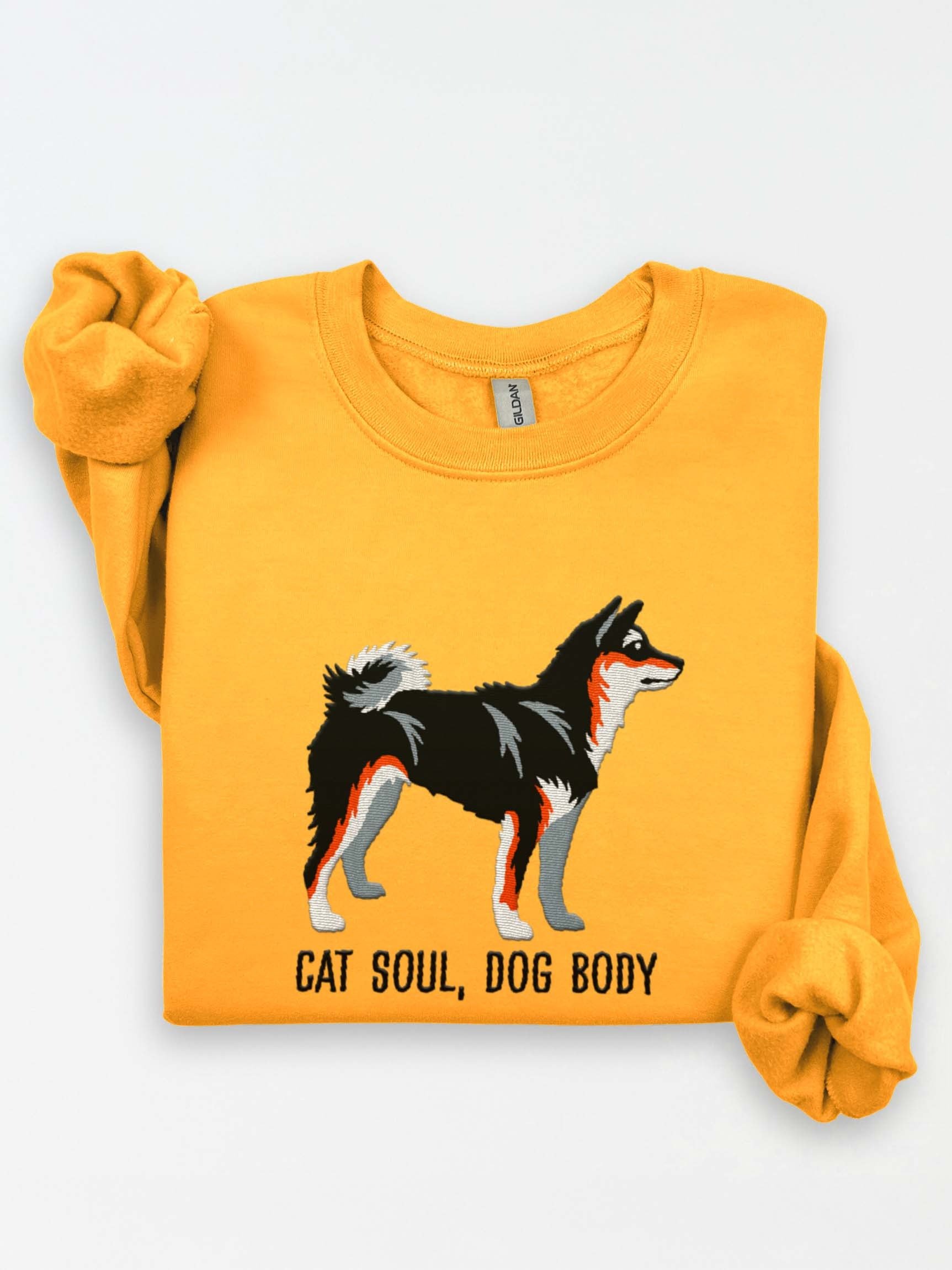 Cat Soul, Dog Body Sweatshirt (Embroidered) of a Japanese Shiba Inu(Tricolor) product image (1)