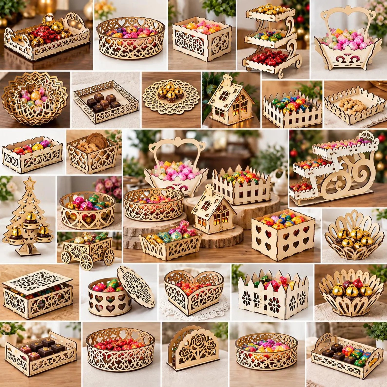 72+ Christmas Candy Basket Laser Cut Bundle | SVG, DXF & CDR Gift Box Files product image (3)