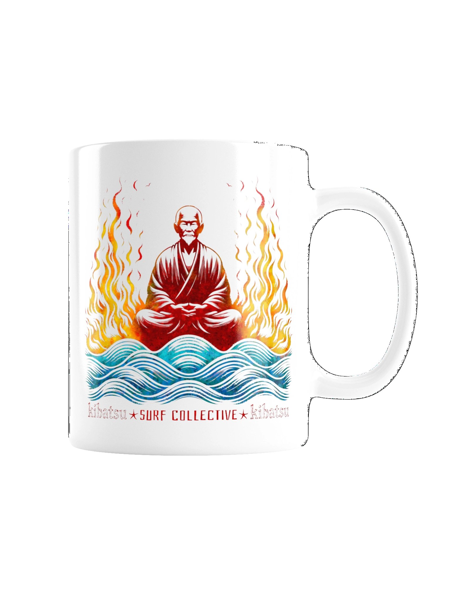 Kibatsu Surf Collective Fire Monk Ocean Zen White Mug product image (7)