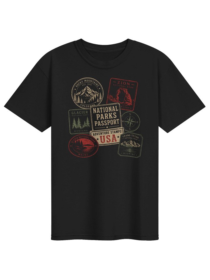 National Parks Passport T-Shirt | Vintage USA Travel Stamp Tee product image (1)