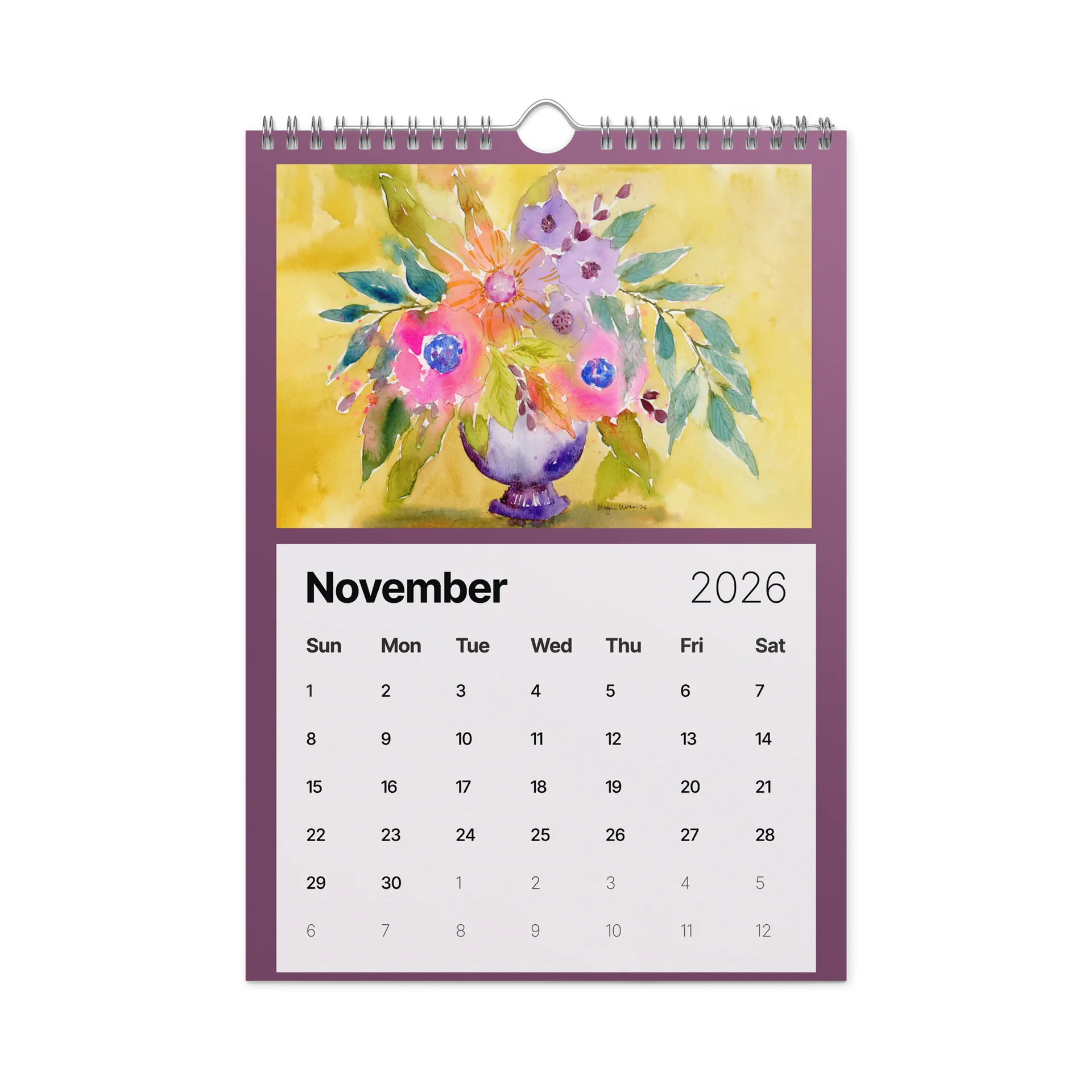 Watercolor Blooms 2026 Wall Calendar product image (11)
