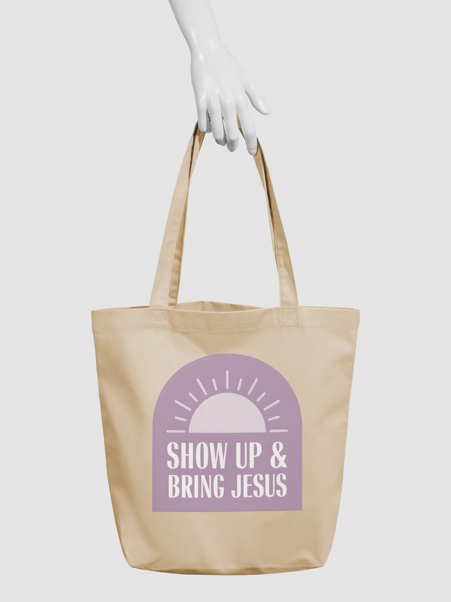 Show Up & Bring Jesus Tote Bag (Lavender) product image (3)