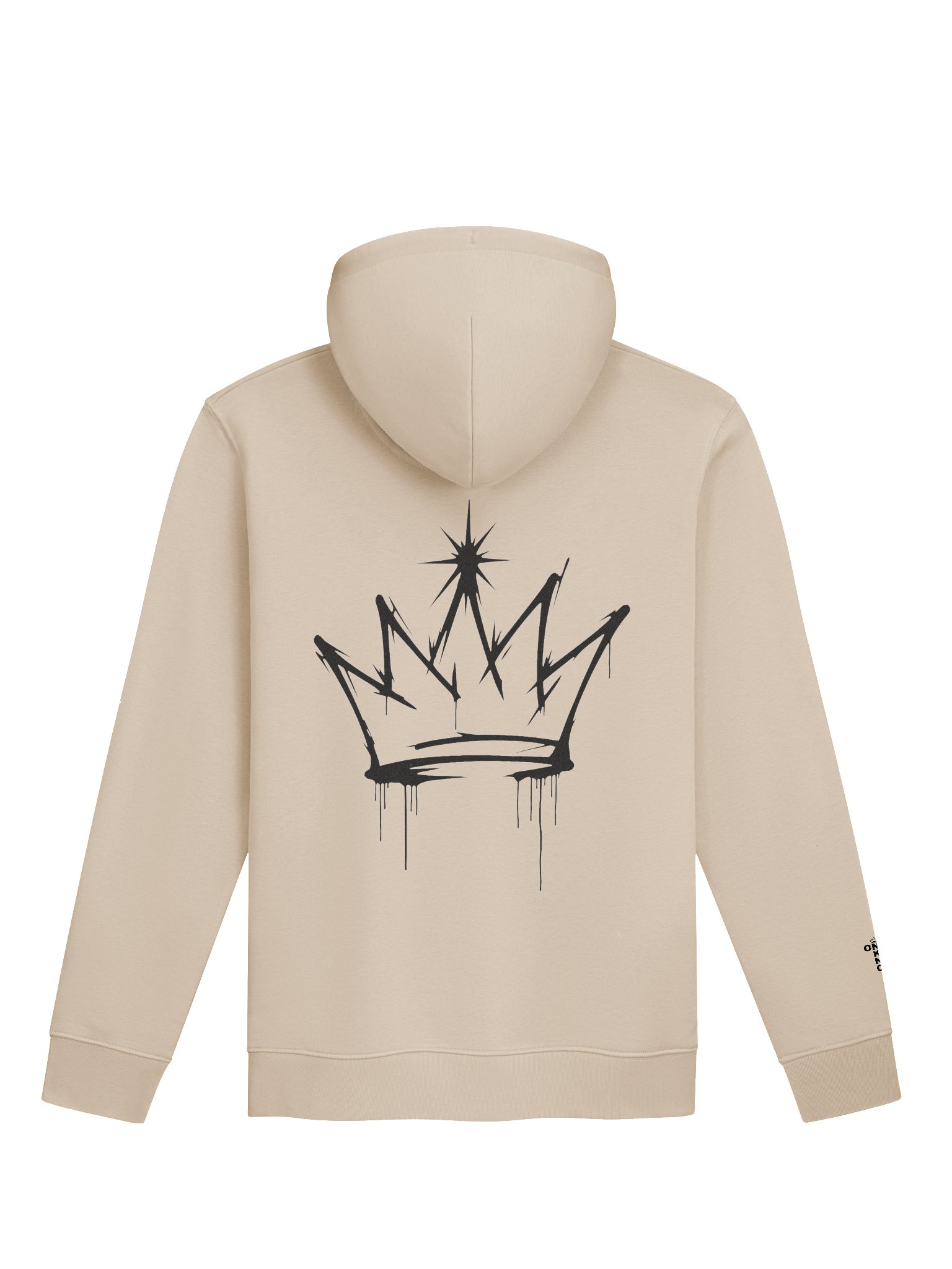 ONE KING Urban Crown 100% Organic Cotton Premium Street Hoodie with embroidered sleeve logo black print product image (1)