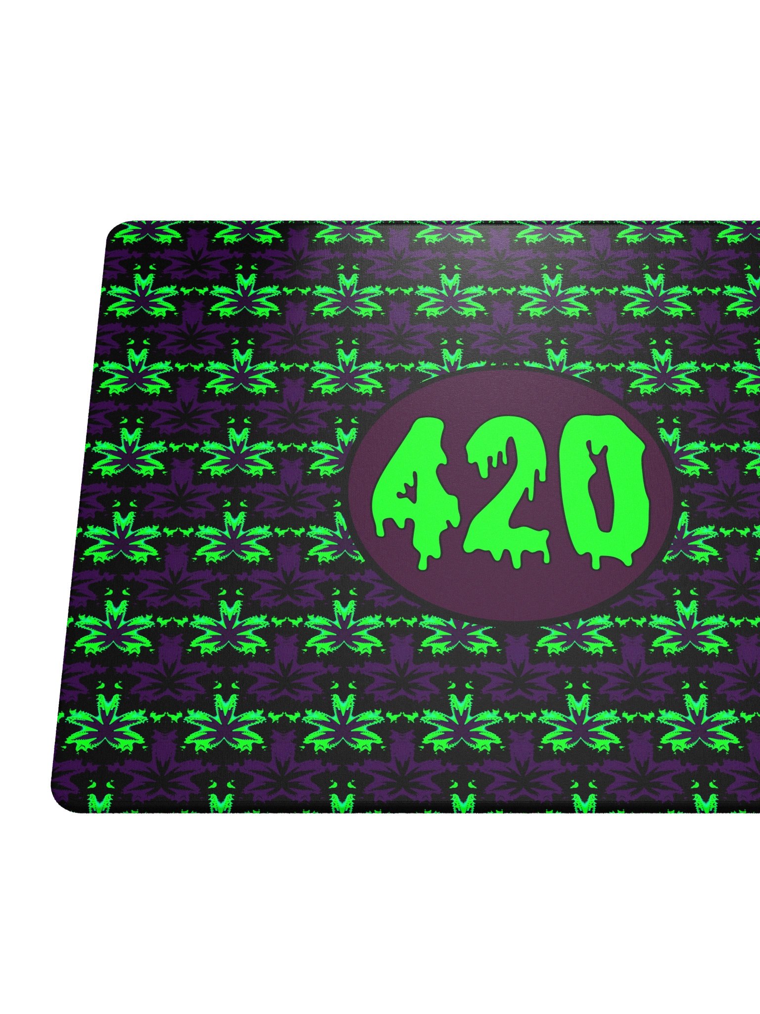 Pot Leaf 420 Gaming Mouse Pad, Weed Computer Game Desk Mat, Dripping Creepy Cannabis Deskpad, Green Purple Black Stoner Gamer Gift product image (3)
